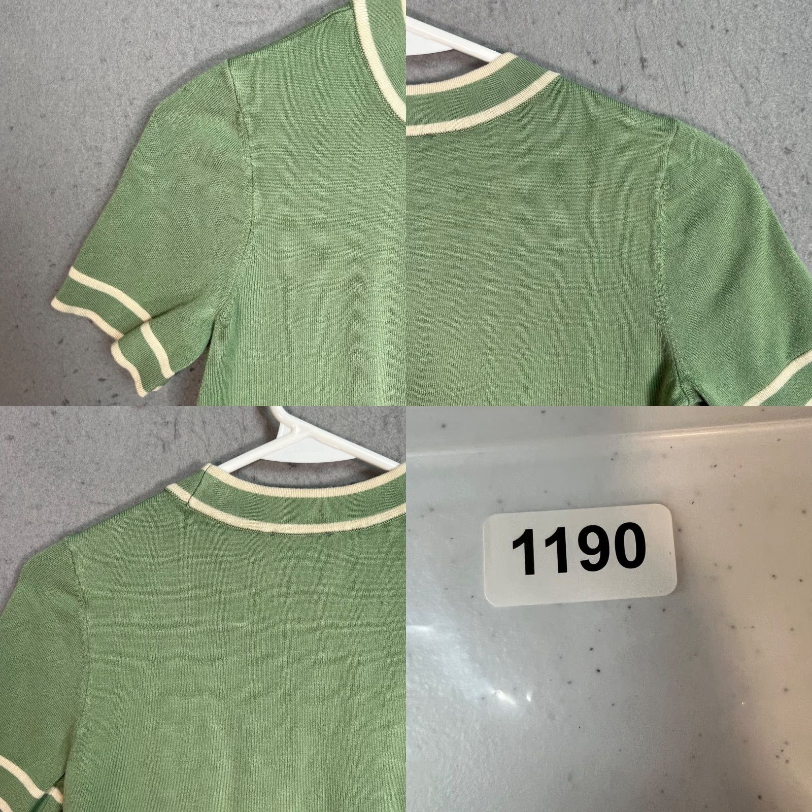 Vince Camuto VINTAGE Vince Camuto Green Striped Short Sleeve Sweater Adult Women XS Rayon Nylon Knit Pullover Size XXS / US 00 / IT 34 - 8 Thumbnail