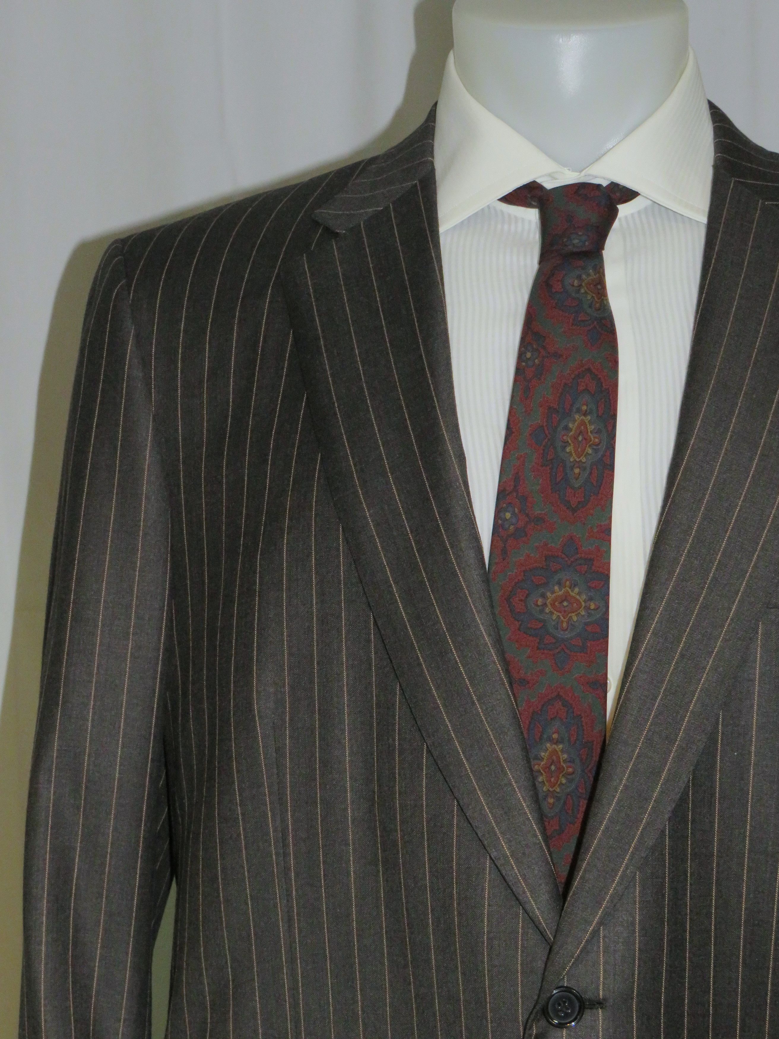 Brioni Pincio Super 150 Charcoal Stripe Two Button Suit 46L Size 46L - 5 Thumbnail