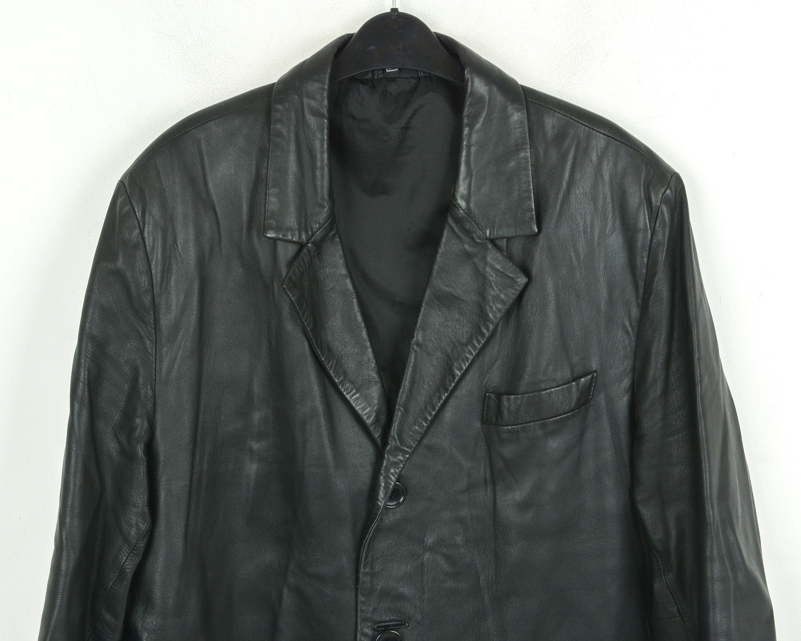 Men UK 44 US Real Leather Pea Over Coat Jacket Grunge Gothic