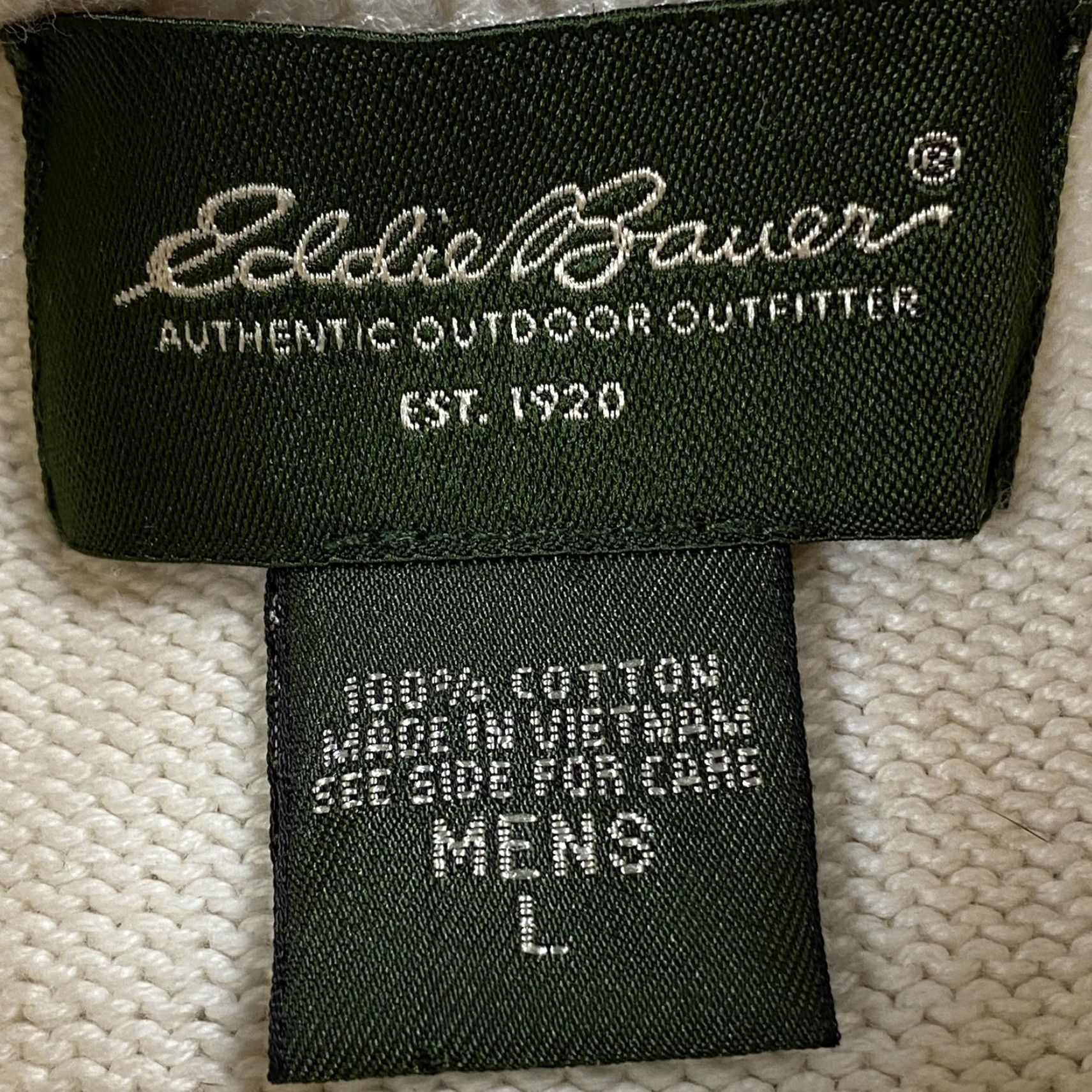 Eddie Bauer VINTAGE EDDIE BAUER HENLEY SWEATER MENS LARGE IVORY 2-BUTTON KNIT FALL WINTER Size US L / EU 52-54 / 3 - 3 Thumbnail