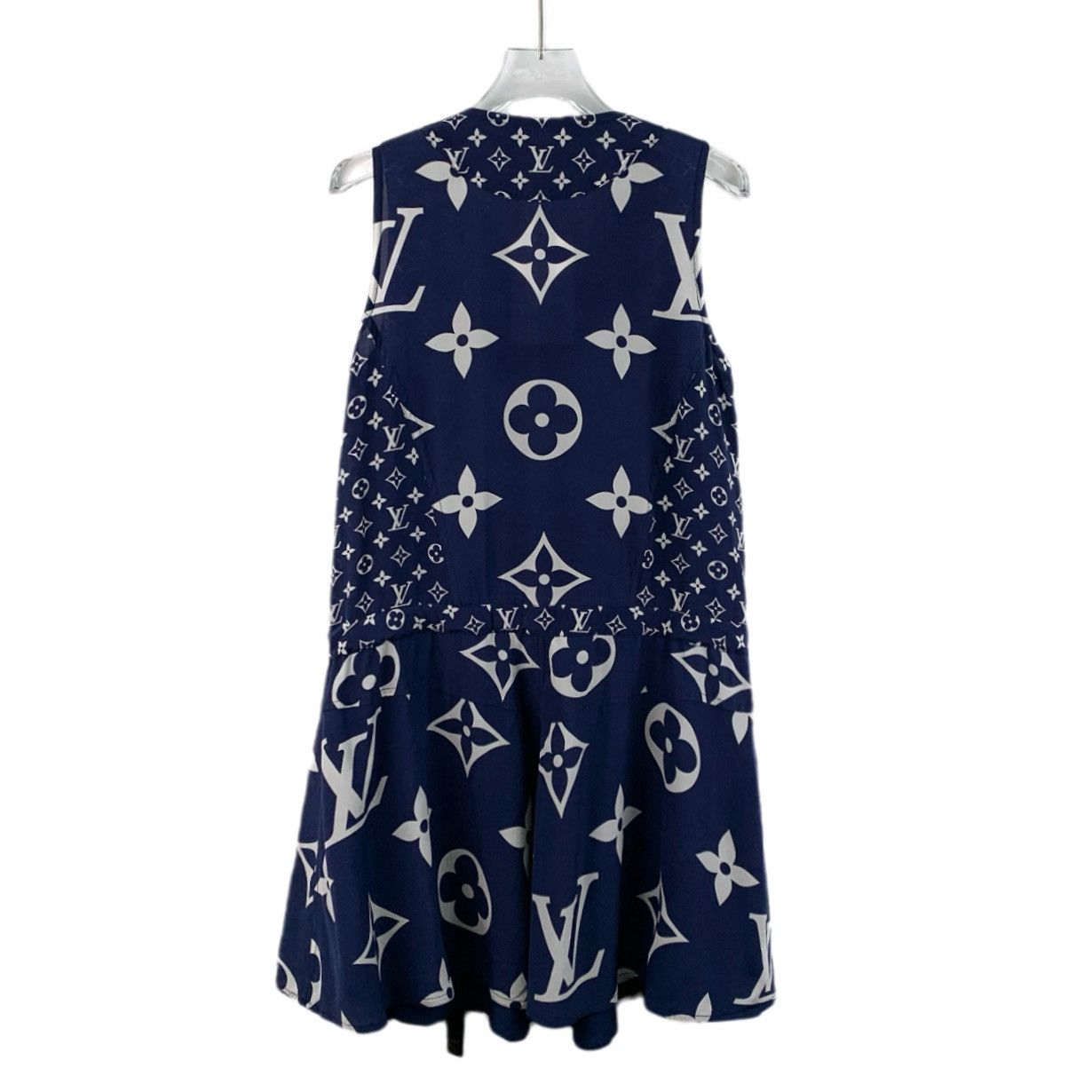 Louis Vuitton Louis Vuitton Blue Logo Full Printed Mulberry Silk Dress Size XS / US 0-2 / IT 36-38 - 2 Thumbnail