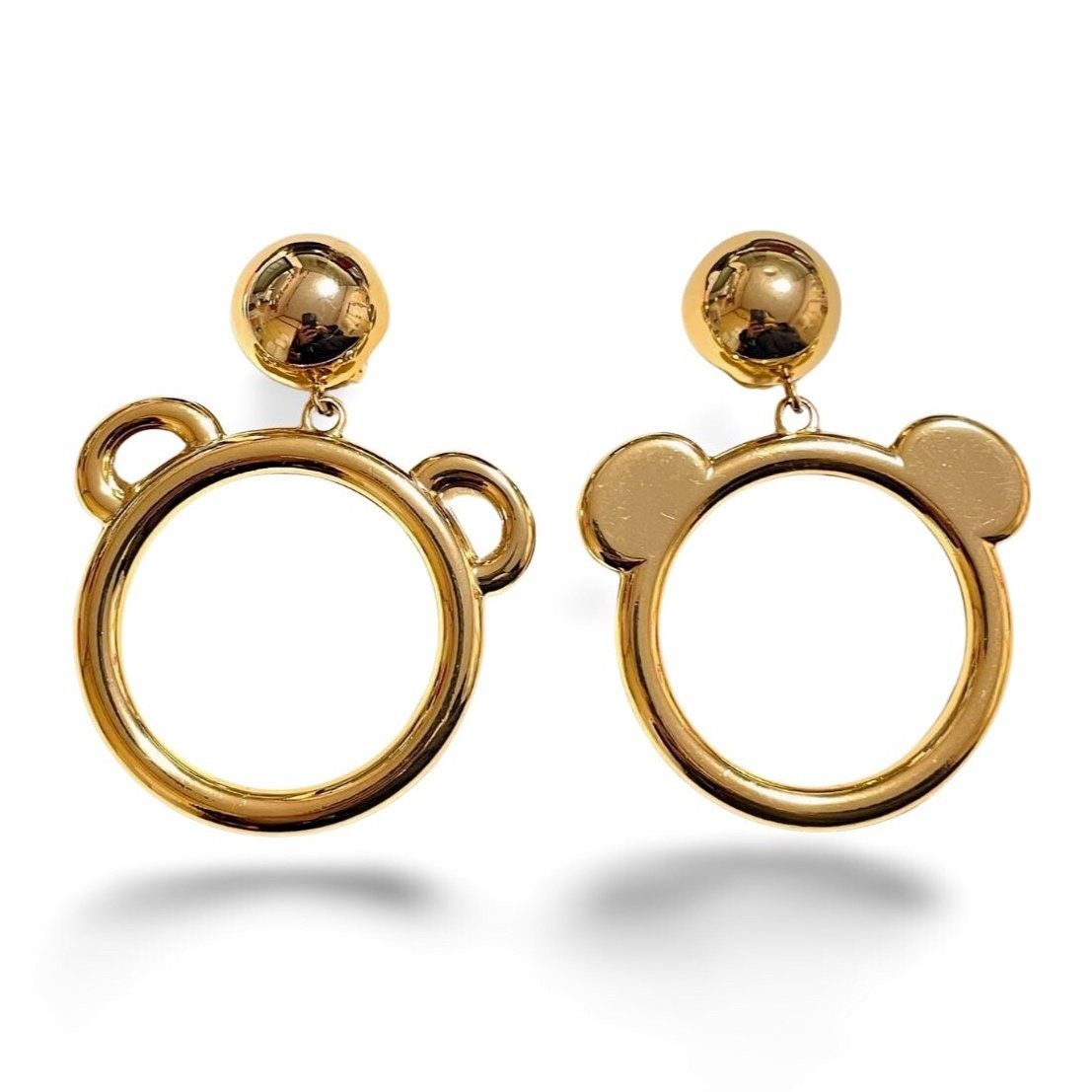 Moschino MINT. Vintage Moschino golden extra large hoop bear design. Size ONE SIZE - 1 Thumbnail