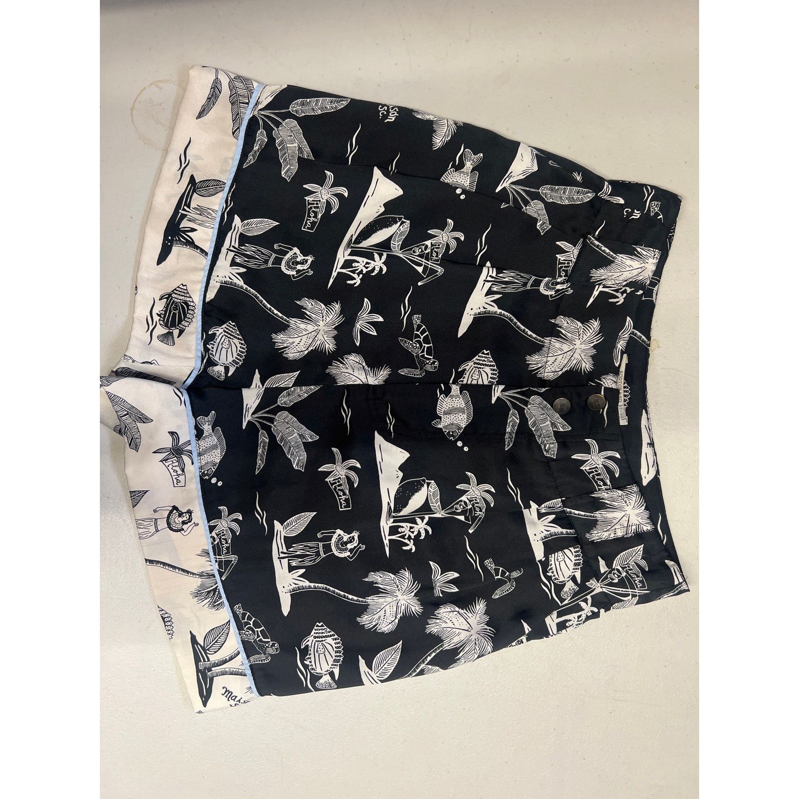 Scotch & Soda Scotch & Soda Small Black White Palm Tree High Waist Shorts Size 27" / US 4 / IT 40 - 4 Thumbnail