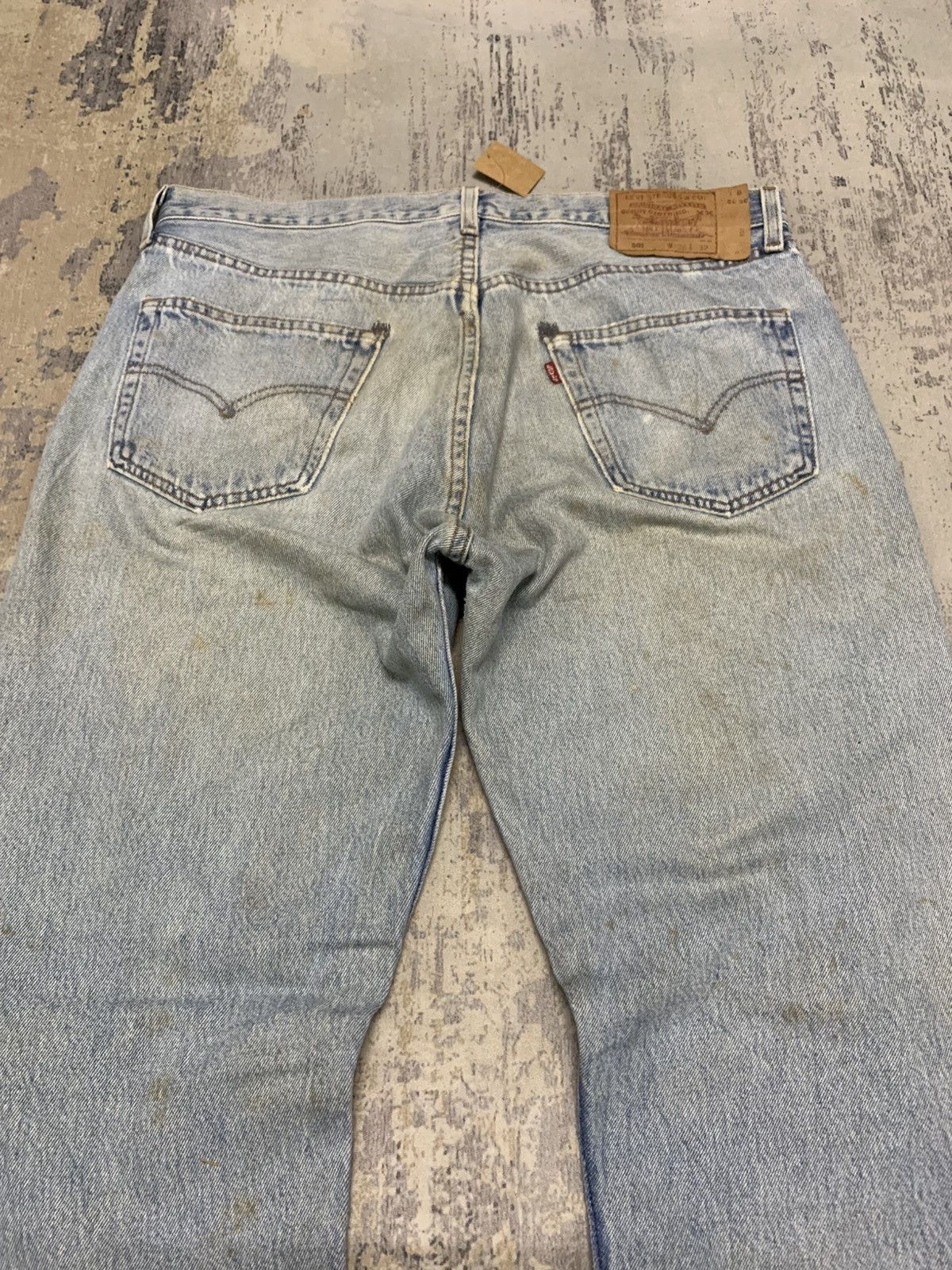 Levi's VTG Levi's 501 Light Wash Repaired Distressed Jeans Size US 35 - 9 Thumbnail