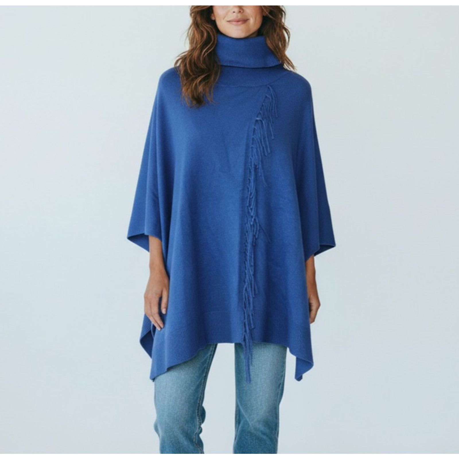 Chicos CHICO'S Fringe Cowl Neck Cashmere Blend Poncho Sz L/XL $119 Size XL / US 12-14 / IT 48-50 - 1 Thumbnail