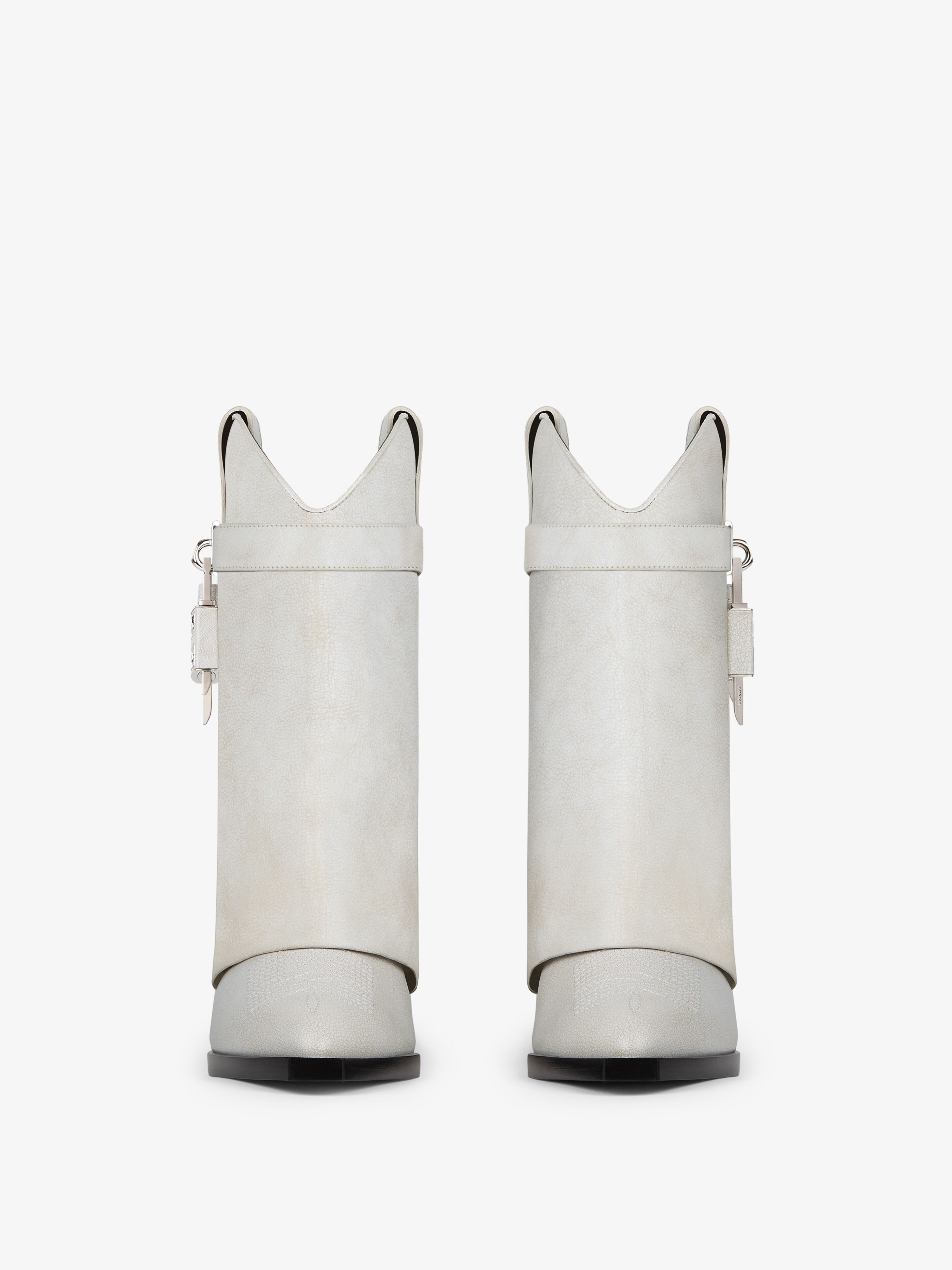 Givenchy o1w1db10525 Shark Lock Cowboy Ankle Boots in White Size US 7 / IT 37 - 3 Thumbnail