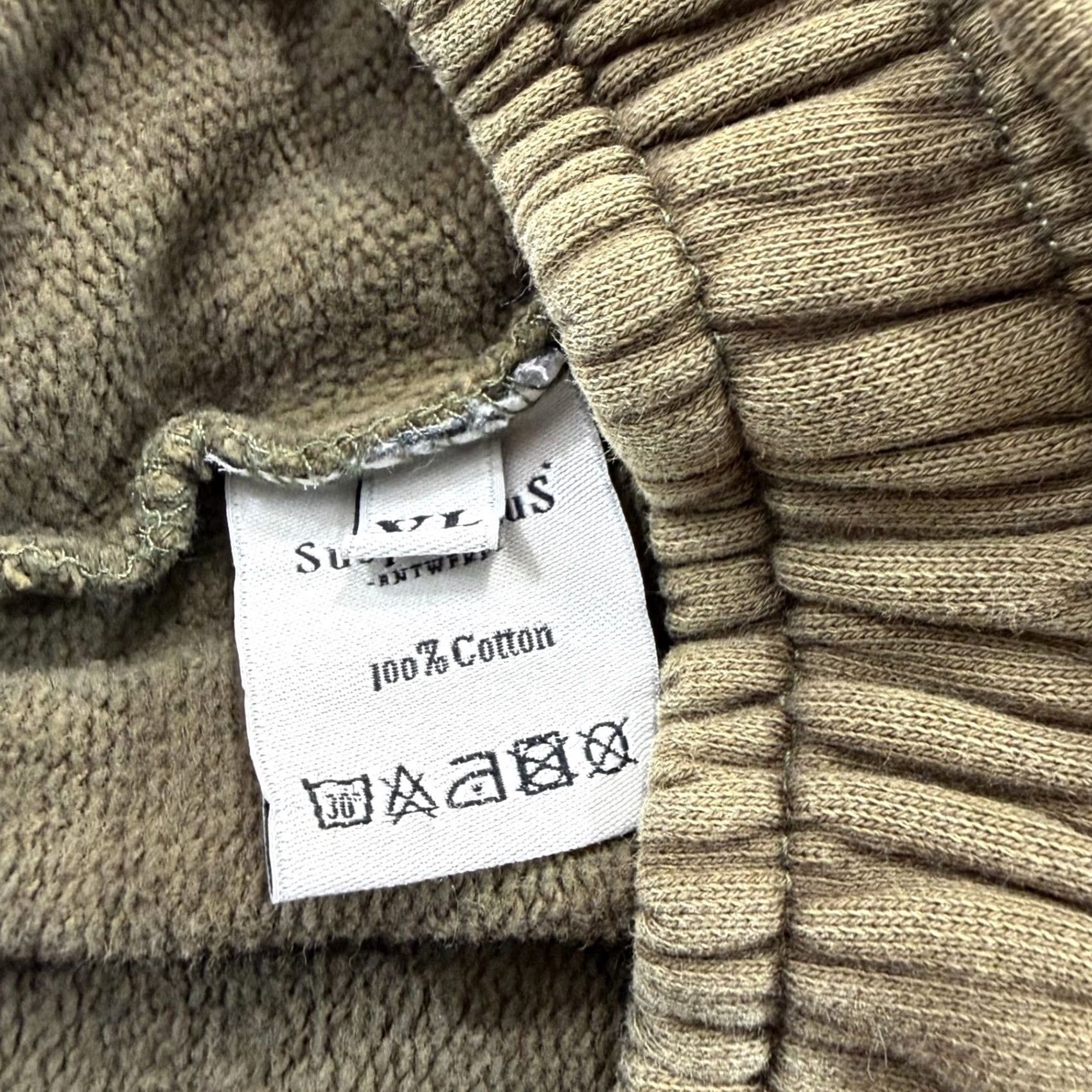 Suspicious Antwerp Sweatpants Men 1XL Olive Green Script Logo Joggers Streetwear in Brown, Men's (Size 35) — image 5 of 6