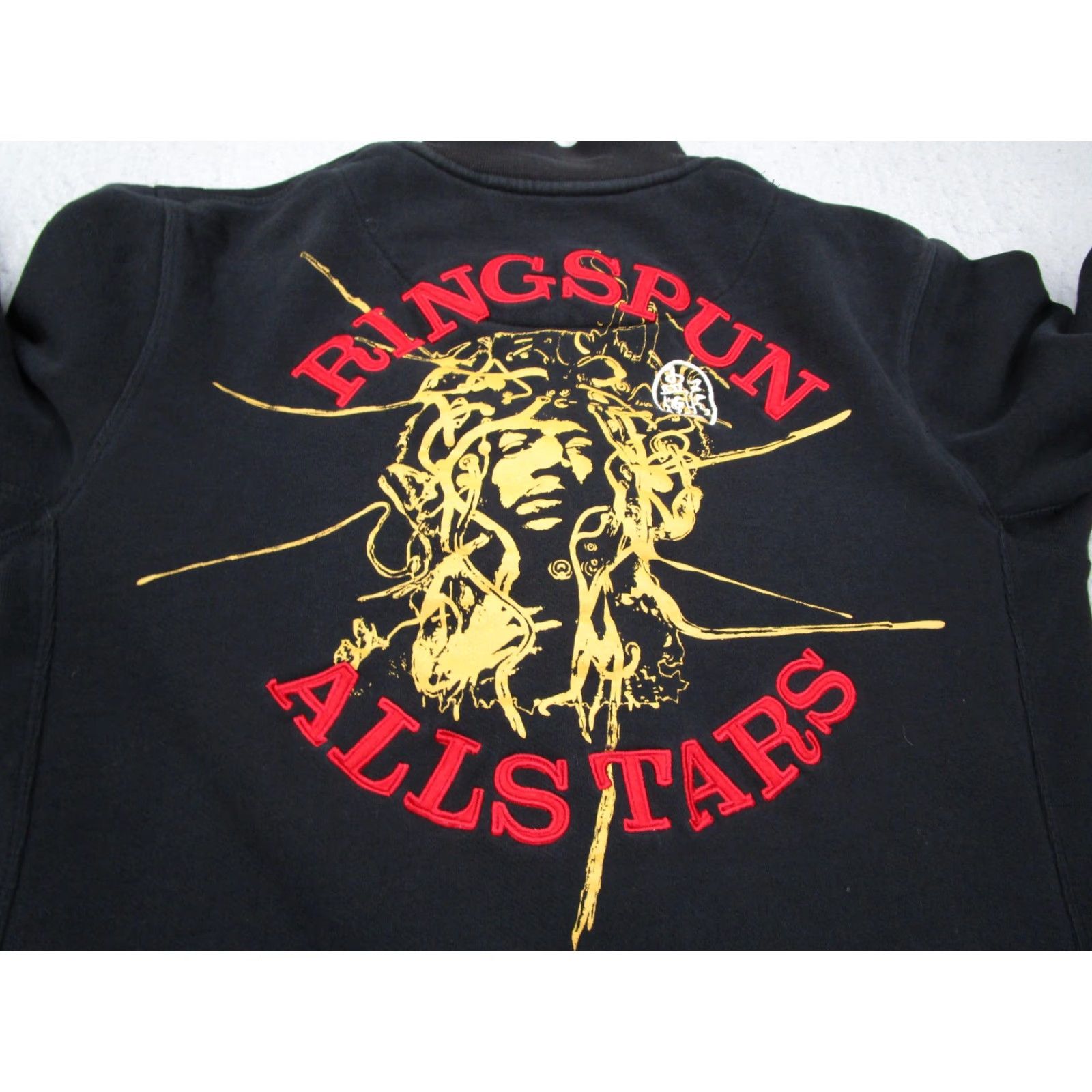 Vintage VINTAGE Ringspun All Stars Jacket Mens Medium Black Embroidered Hendrix Purple Haze Bomber Zip Front Short Coat Size US M / EU 48-50 / 2 - 5 Thumbnail