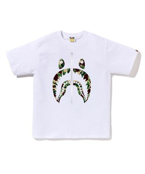 A BATHING APE ABC CAMO SHARK TEE White Green Size L