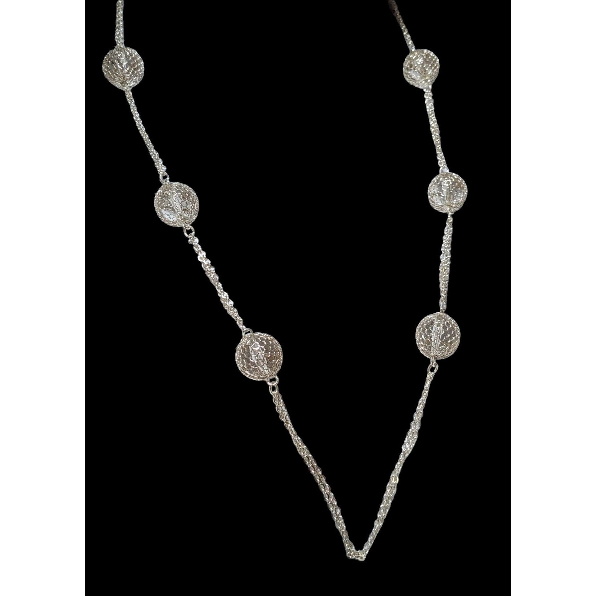 Other Bright Silver Mesh Ball Double Chain Necklace Size ONE SIZE - 3 Thumbnail