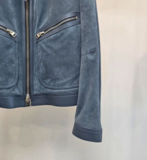Tom Ford o1sm1stk0725 Suede Contrast Leather Jacket in Slate Blue Size US M / EU 48-50 / 2 - 3 Thumbnail