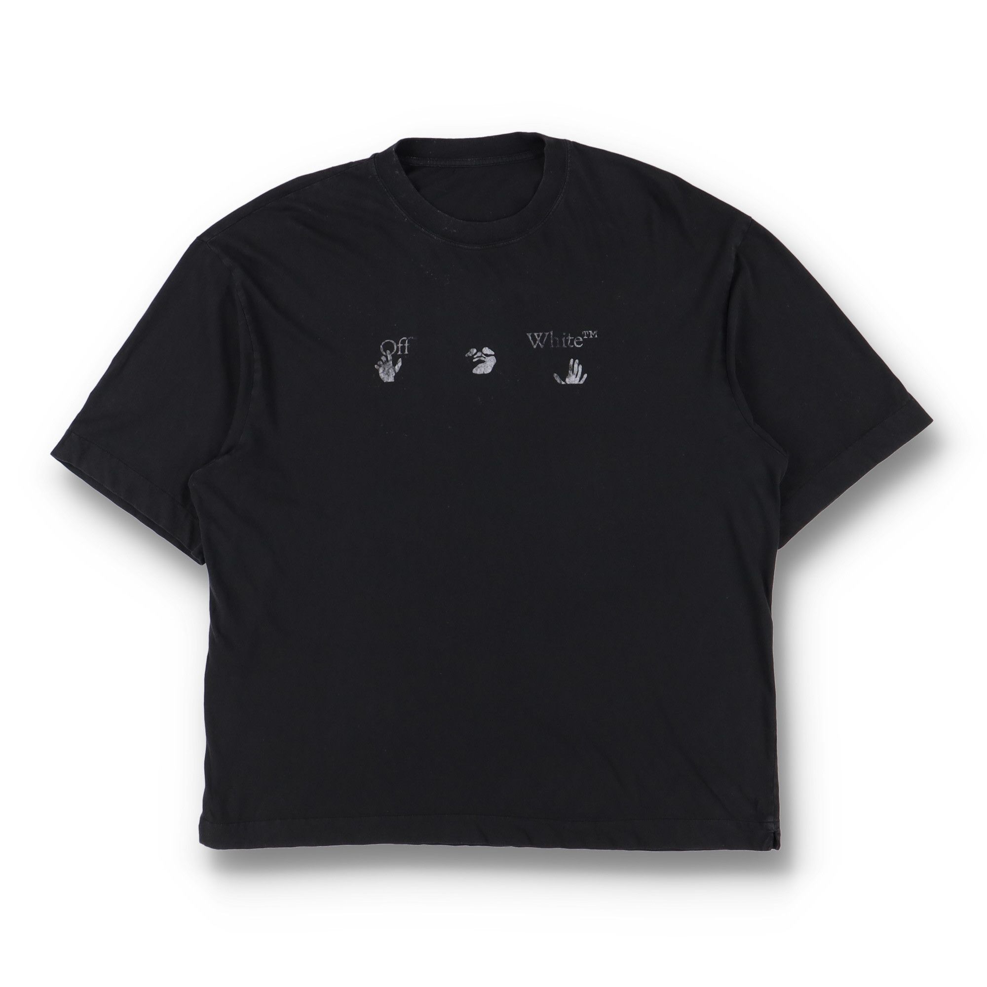 Off-White Washed Black Vintage Logo Oversized Skate T-Shirt Size US M / EU 48-50 / 2 - 1 Thumbnail