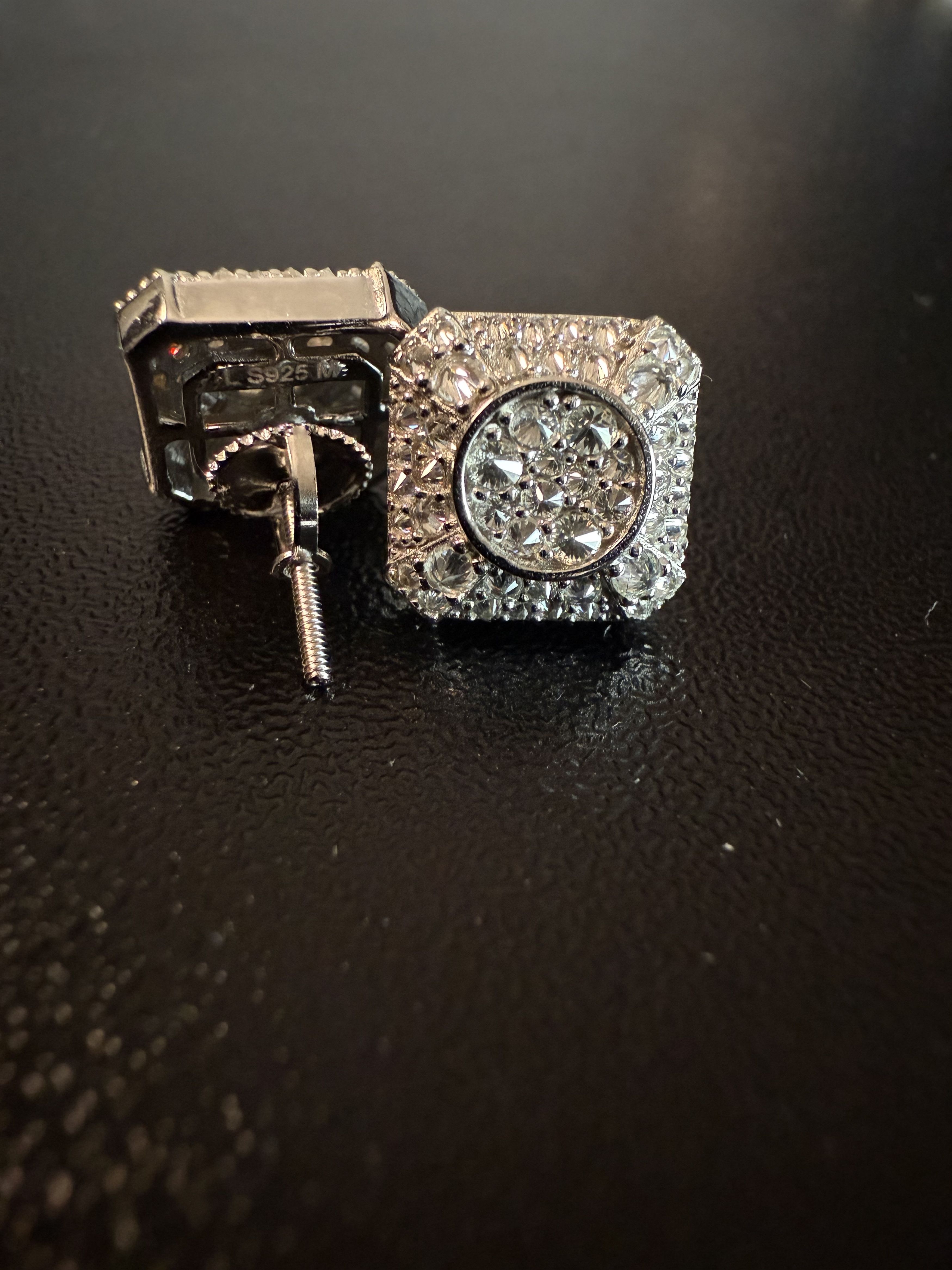 Other Trap Square Halo Studs Moissanite mens 925silver earrings Size ONE SIZE - 9 Thumbnail
