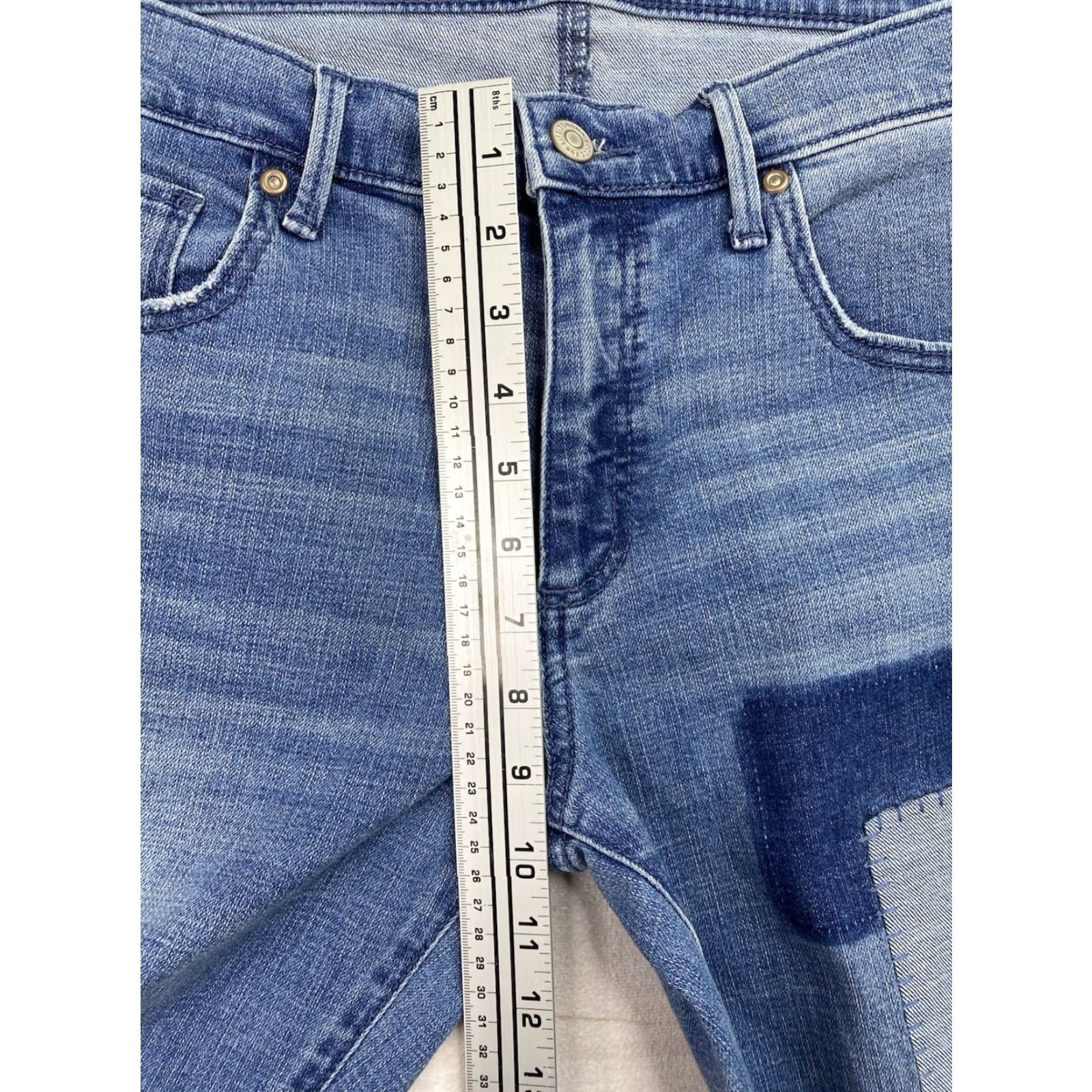 Vintage Sonoma Women's Girlfriend Jeans Size 10 Mid Rise Distressed Stretch Patches Leg Size 32" / US 10 / IT 46 - 7 Thumbnail