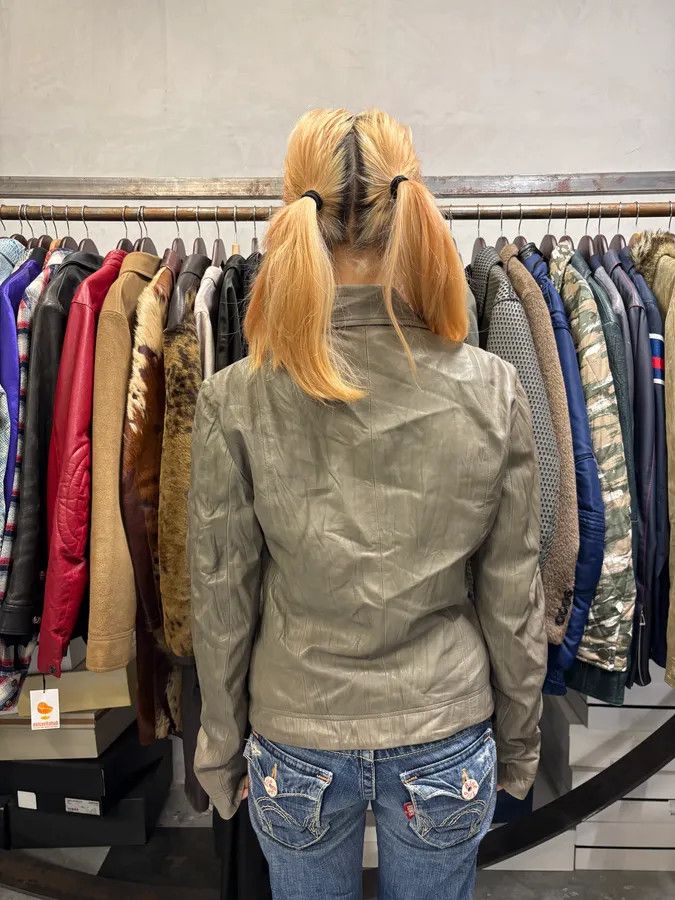 Vintage 2000s Plein Sud Grey Raw Pure Leather Jacket Size S / US 4 / IT 40 - 3 Thumbnail