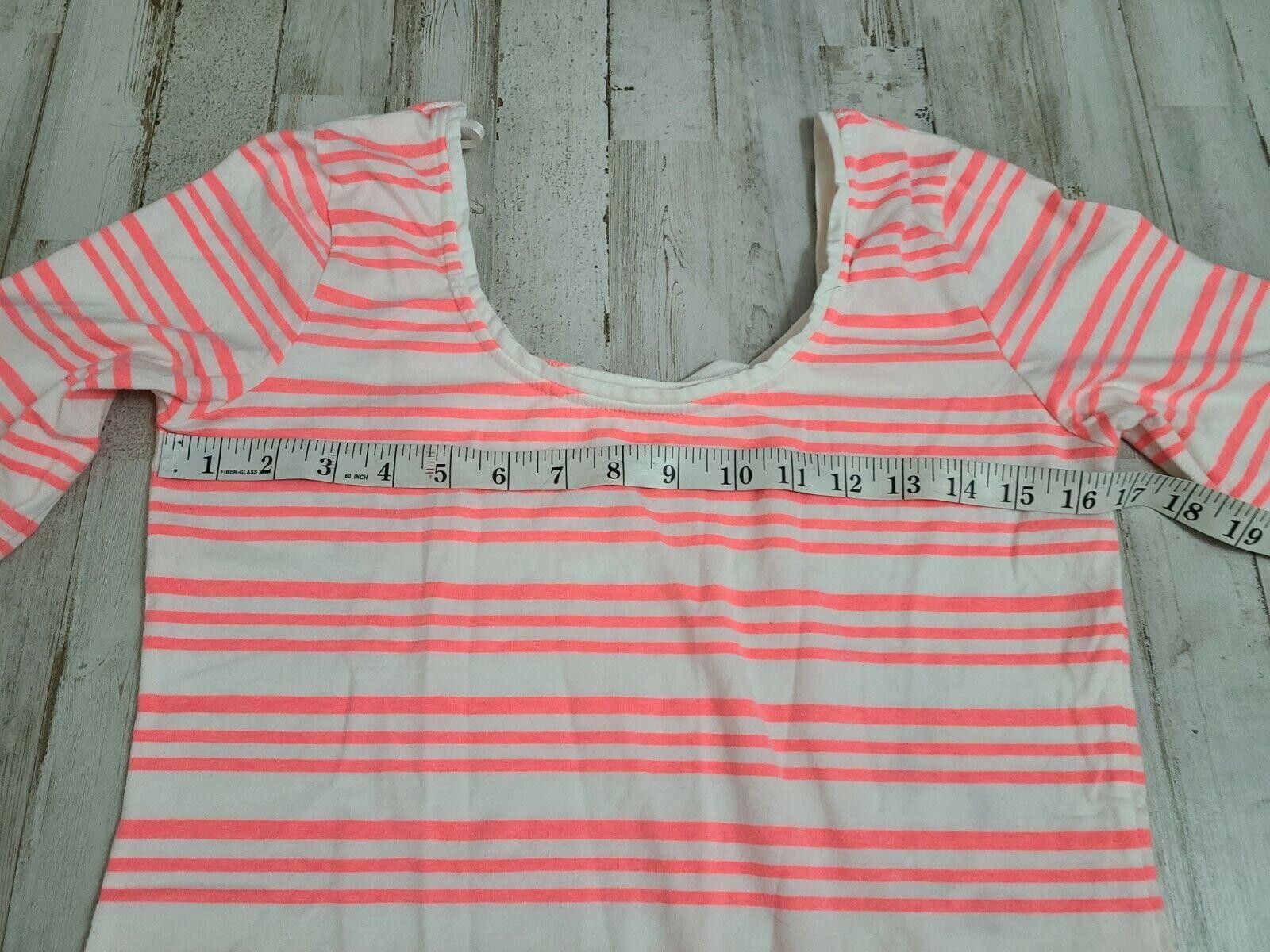 Designer Lindex Top Medium Pink Striped Half Sleeve Stretch Scoop Size M / US 6-8 / IT 42-44 - 4 Thumbnail