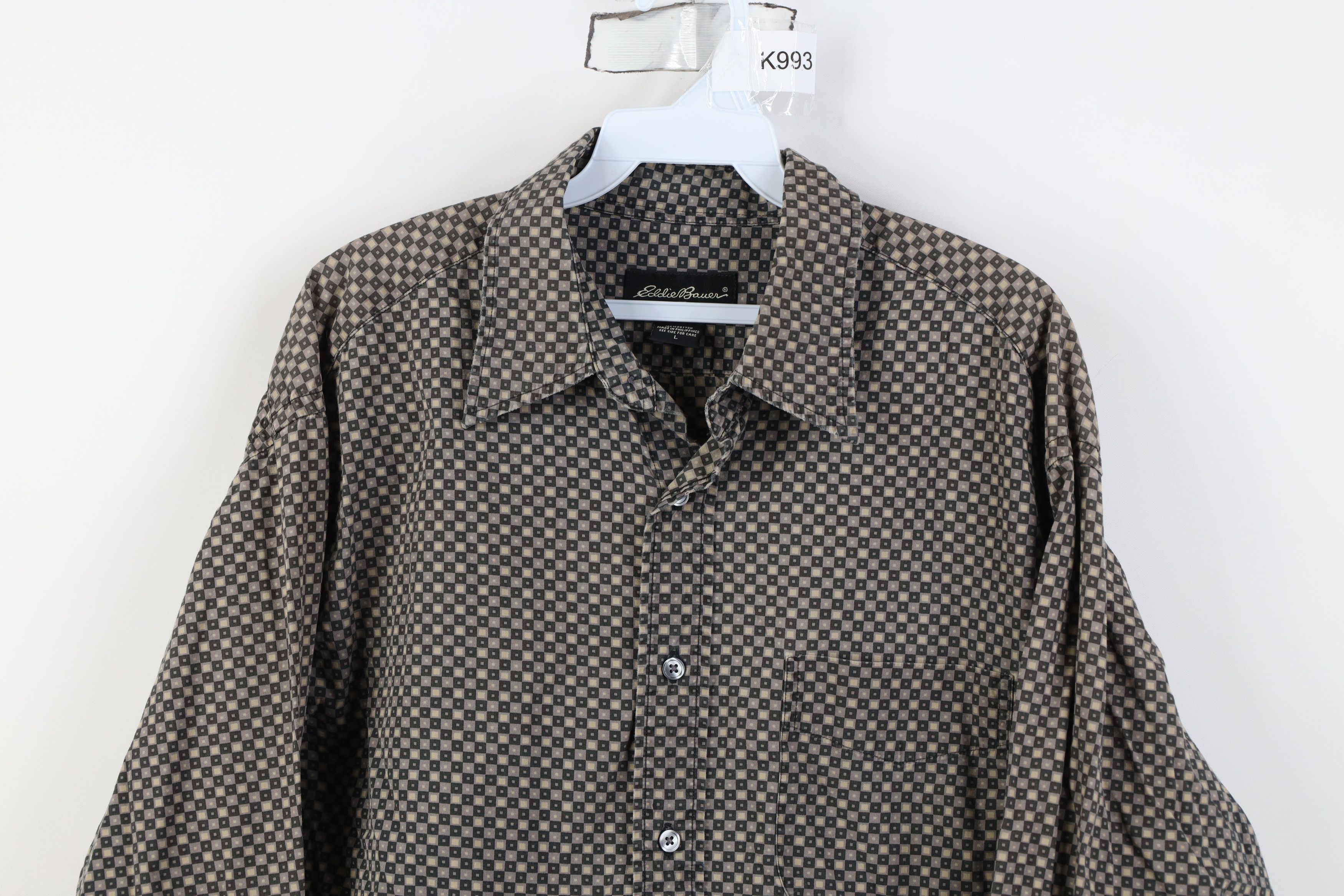 Eddie Bauer Vintage 90s Eddie Bauer Geometric Collared Button Shirt Size US L / EU 52-54 / 3 - 2 Thumbnail