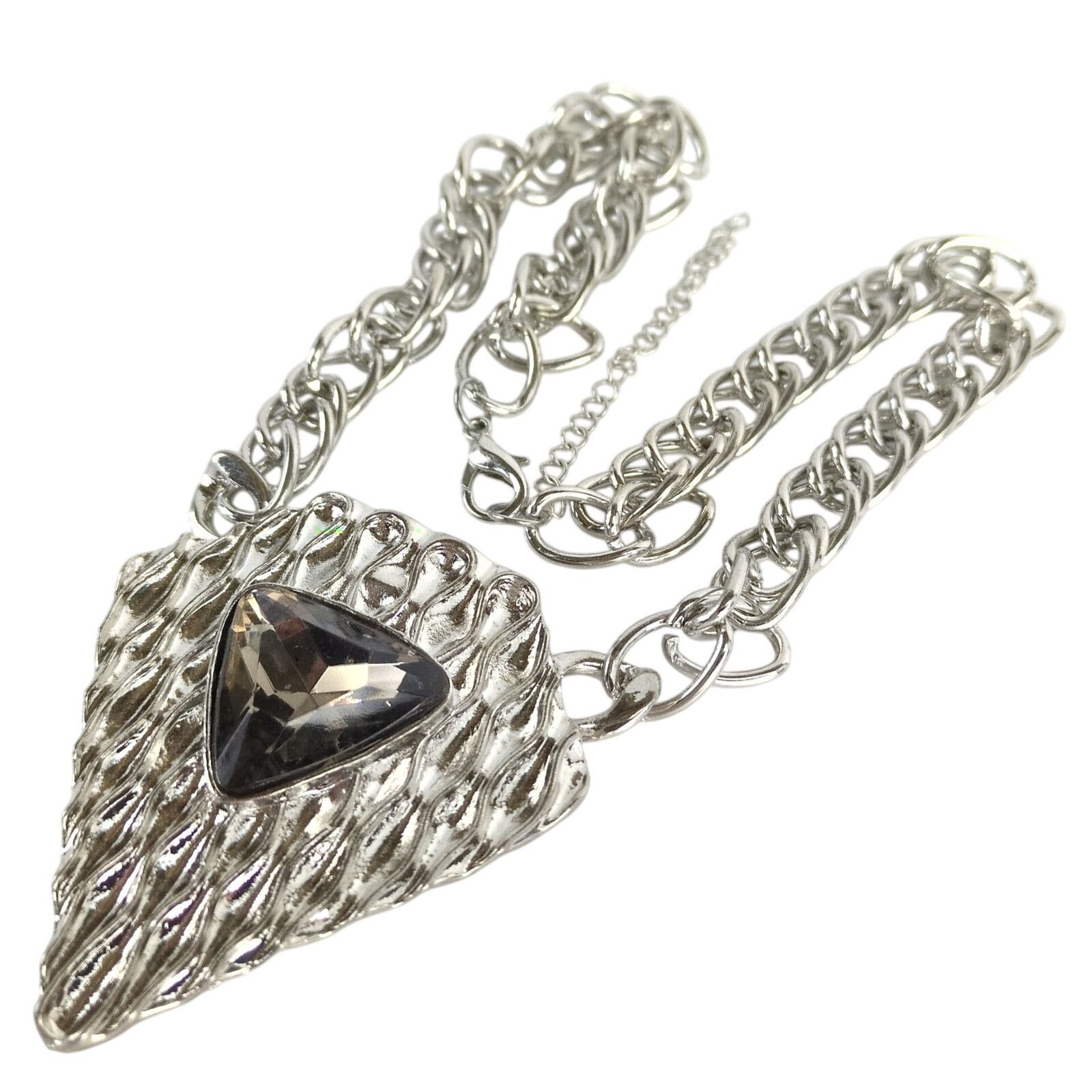 Other B'time Silvertone Smoky Crystal Statement 14" Chain Necklace Size ONE SIZE - 1 Thumbnail