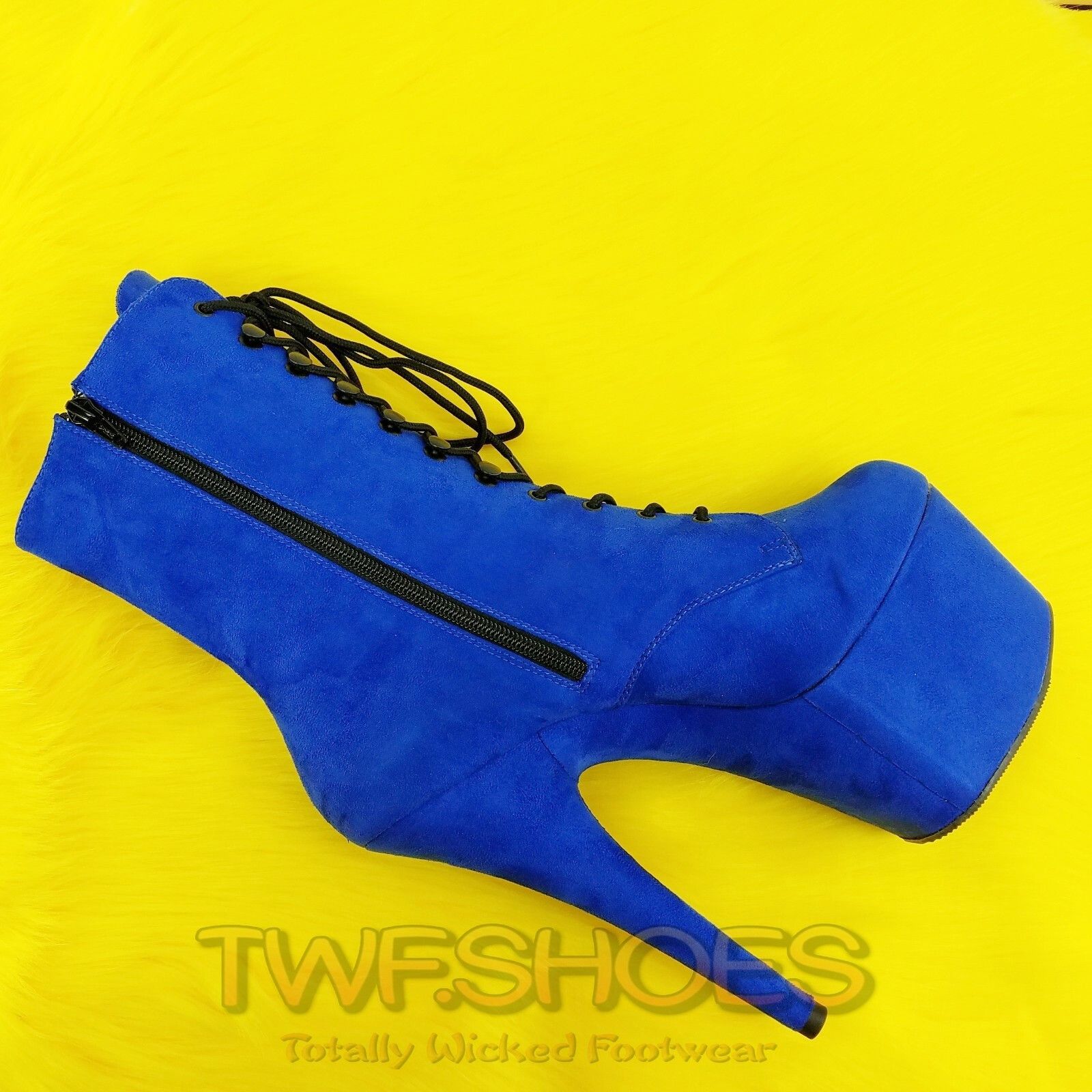 Other Adore 1020FS Blue Vegan Suede 7" High Heel Platform Ankle Bo Size US 12 / IT 42 - 8 Thumbnail