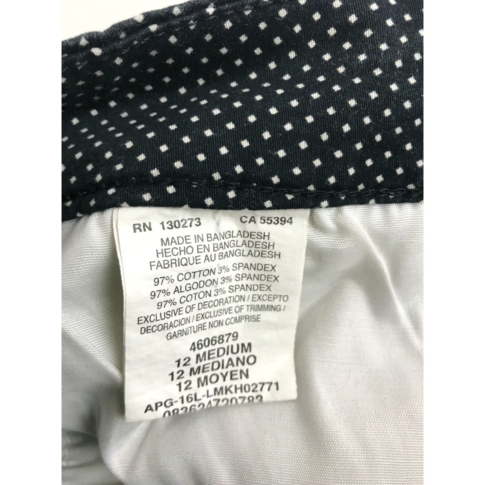 Lee Lee Pants Women's 12 Black Polka Dot Mid Rise Straight Leg Capri Pants Size 34" / US 12 / IT 48 - 8 Thumbnail
