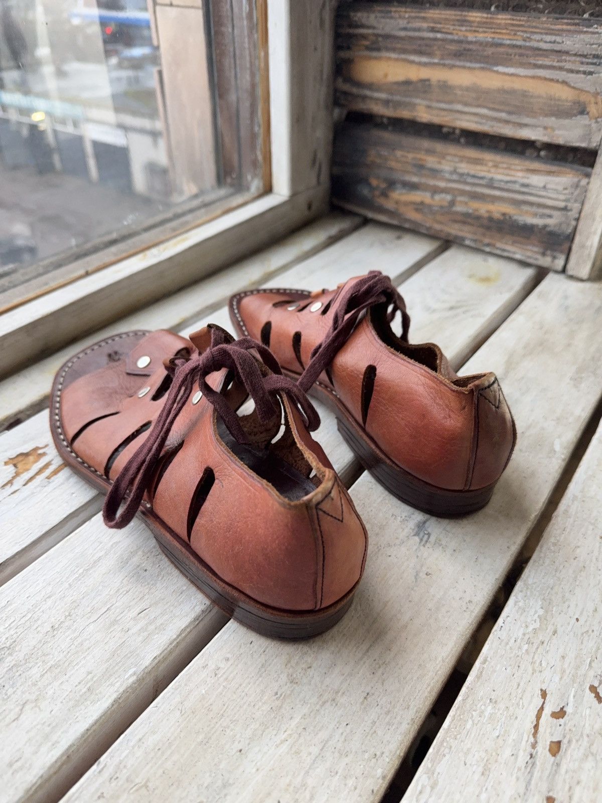 Japanese Brand 90s Sie Wie Bie Bali Handmade Leather Sandals Brown Vintage Size US 10 / EU 43 - 3 Thumbnail