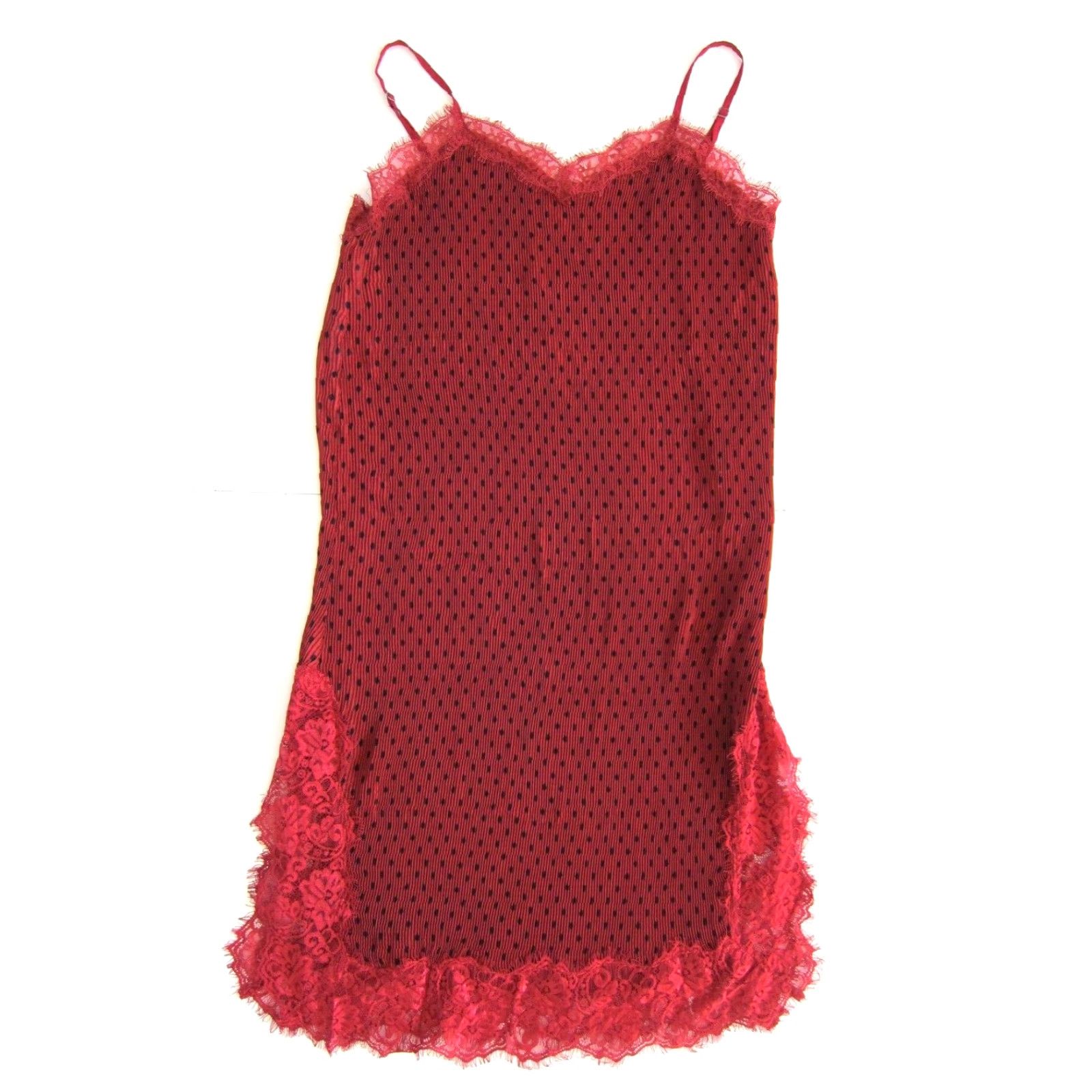 Free People Free People Lingerie Dress Polka Dot Red Spaghetti Strap Ruched Midi Dress Size 4 Womens Size S / US 4 / IT 40 - 2 Thumbnail