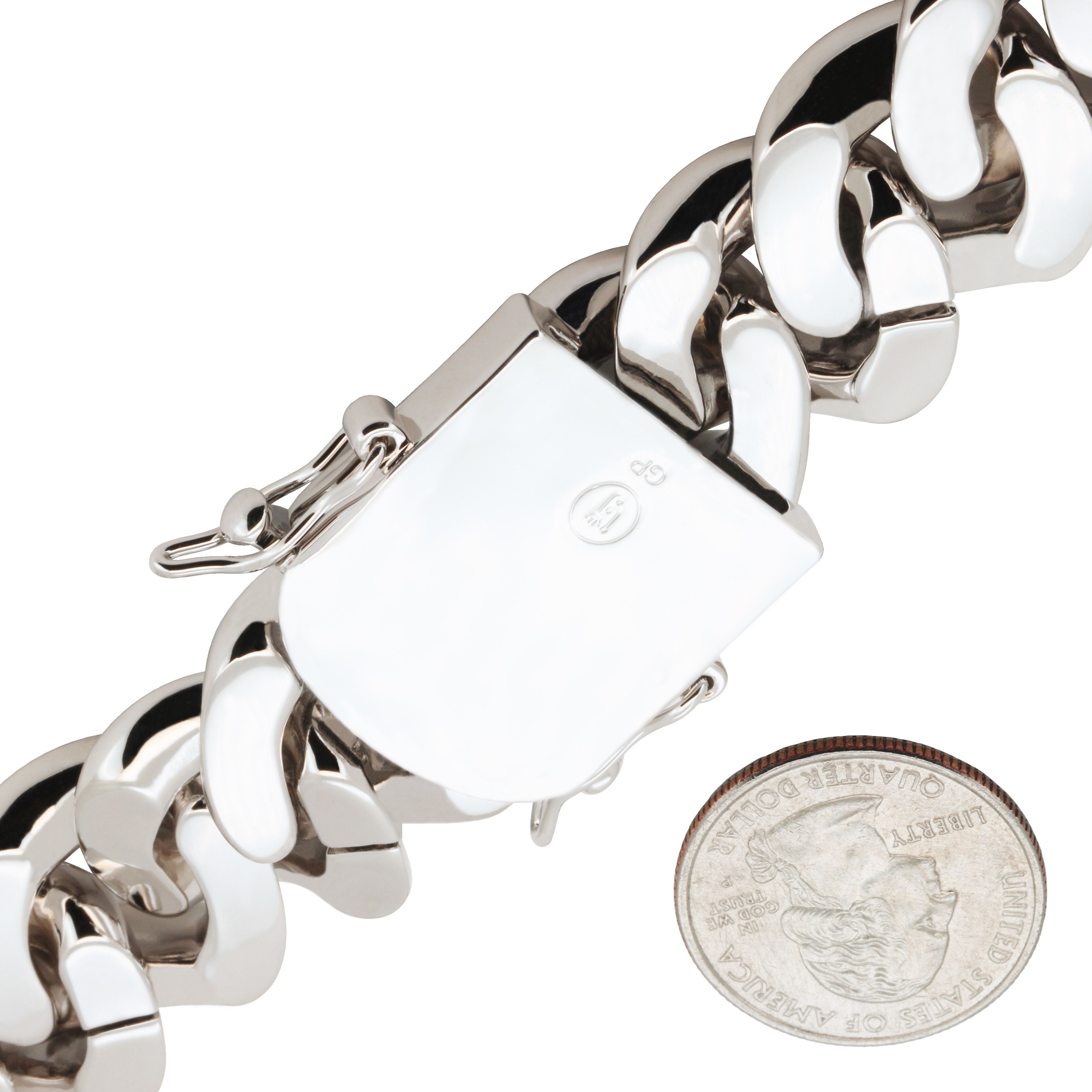 Other 14k White Gold Plated AAA CZ 24mm Cuban Chain Necklace 30” Size ONE SIZE - 4 Thumbnail