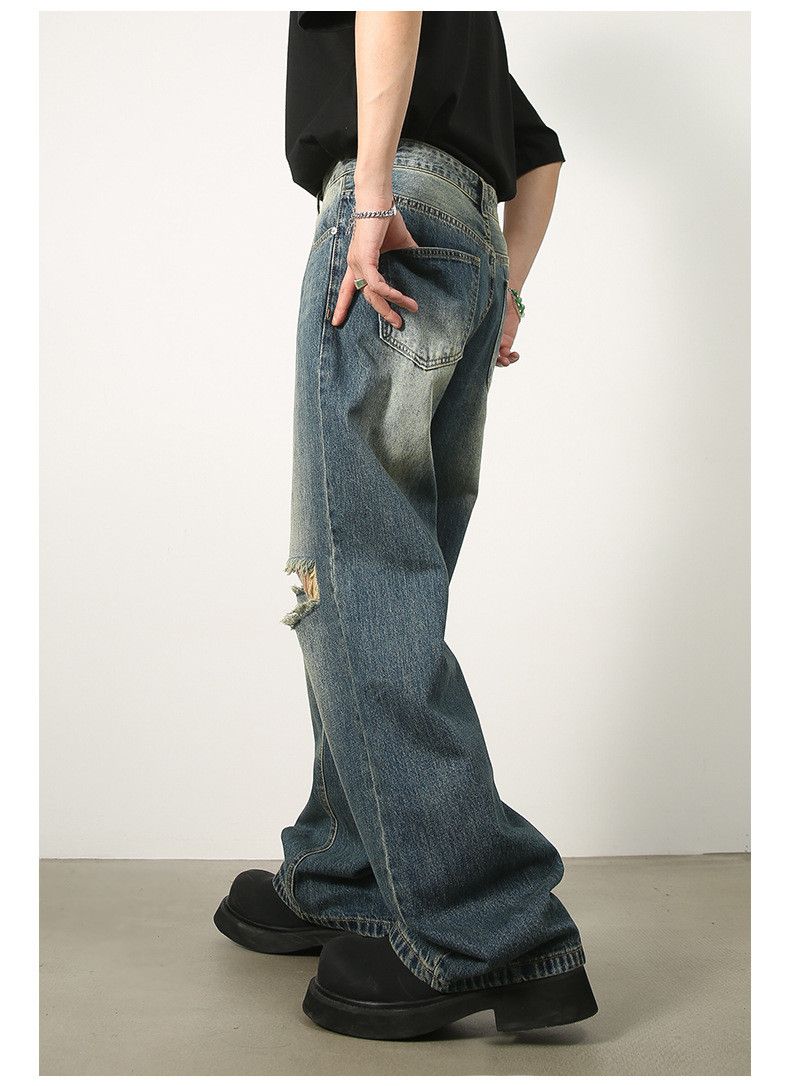 Japanese Brand × Jean Vintage washed all-match wide-leg ripped jeans Size US 32 / EU 48 - 4 Thumbnail
