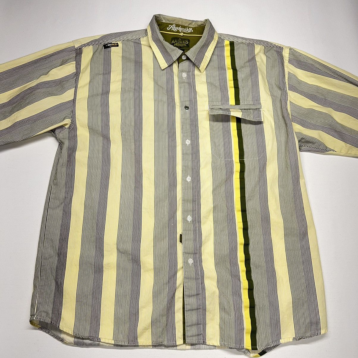 Akademiks Akademiks Button Shirt Striped Yellow Collared Pocket Y2K Size US XL / EU 56 / 4 - 2 Thumbnail