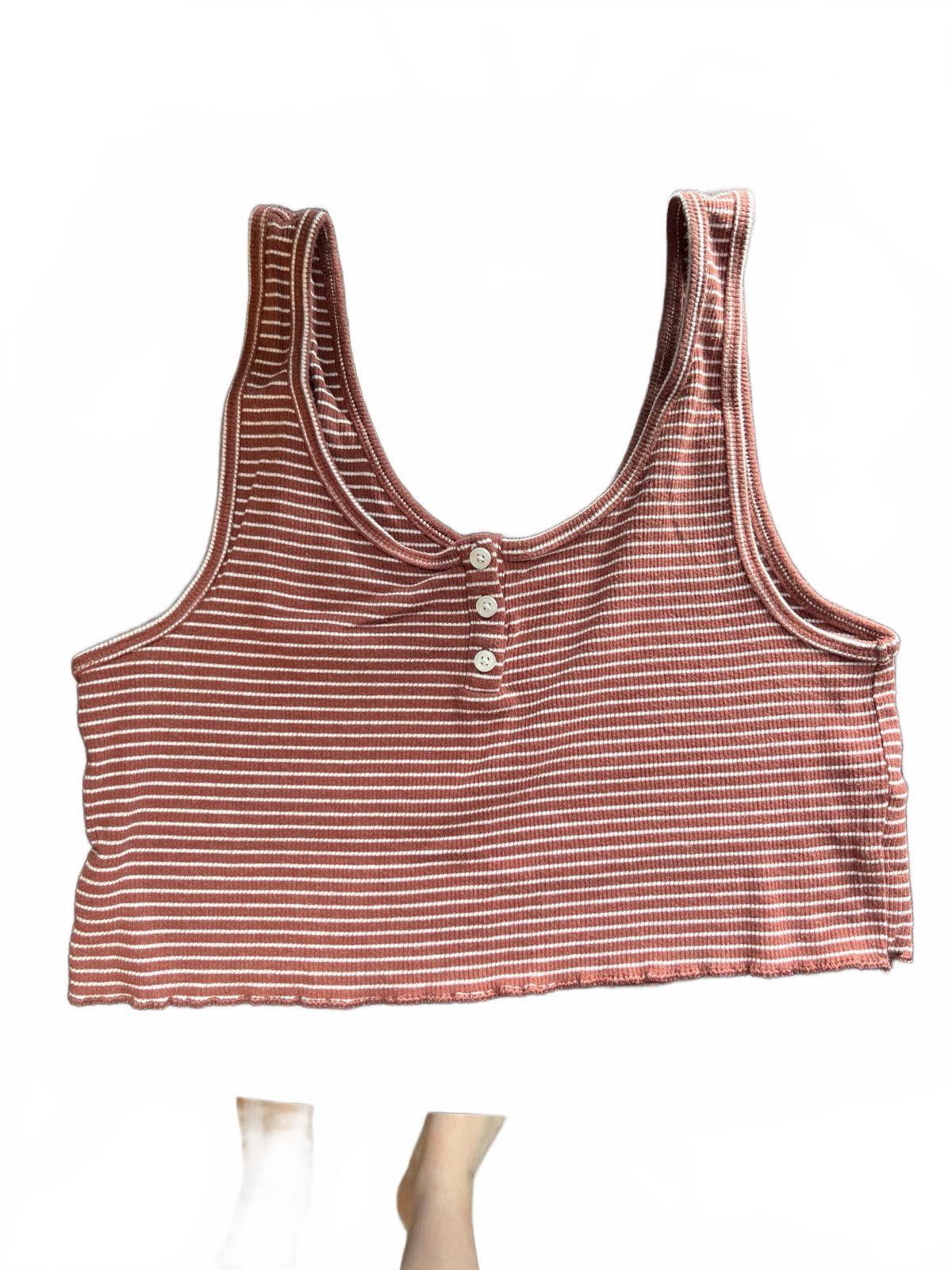 American Eagle Outfitters American Eagle Striped Crop Tank Top - Everyday Comfort Size L / US 10 / IT 46 - 1 Thumbnail