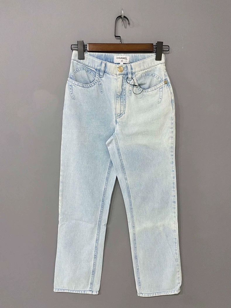 Chanel Chanel Light blue washed old jeans Size 42" / US 20 - 1 Thumbnail