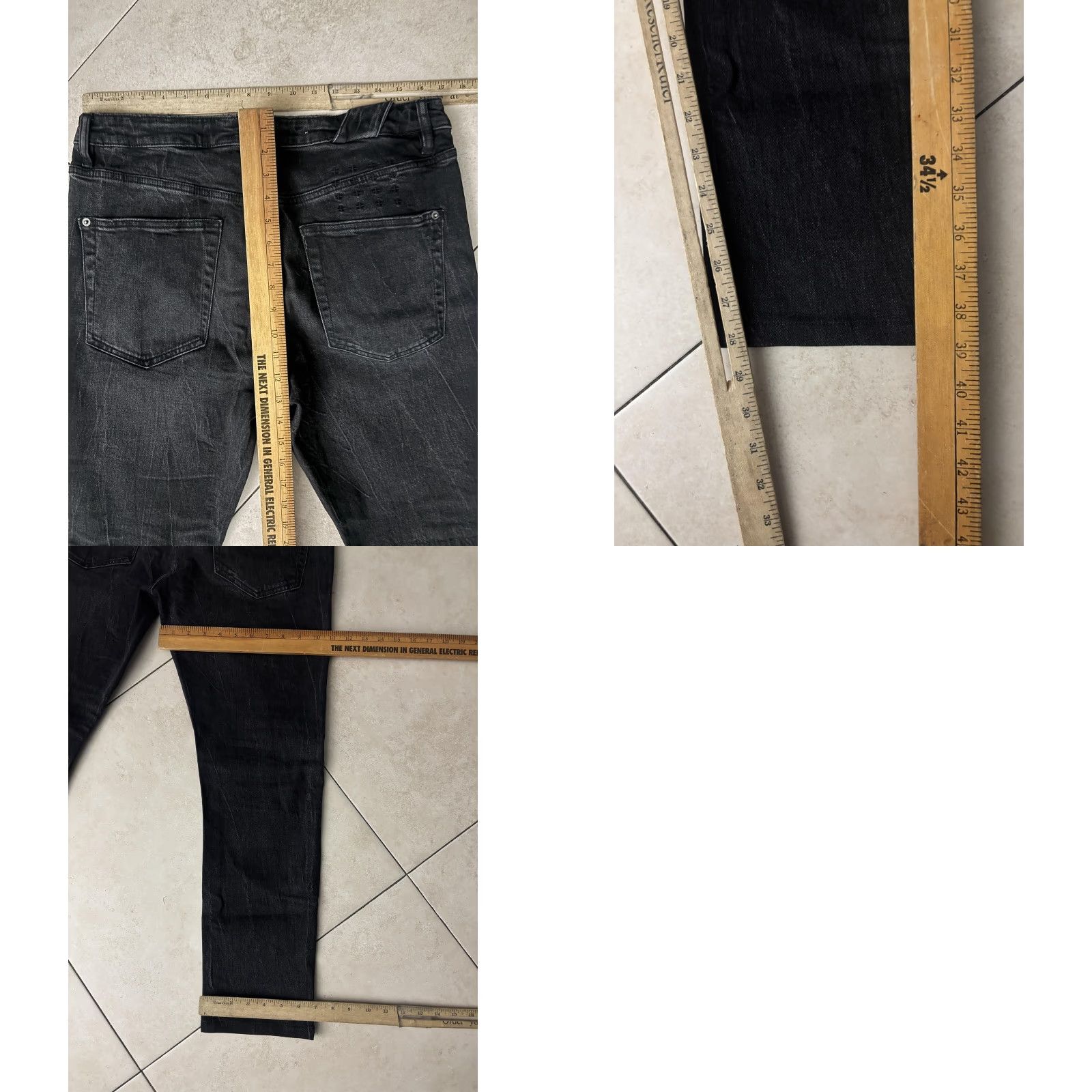 Ksubi Ksubi Jeans Mens 34x33 Black Skinny Stretch Denim Faded Wash Cross Embroidery Size US 34 / EU 50 - 8 Thumbnail