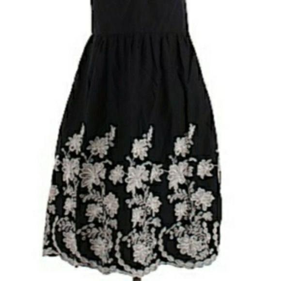 Loft Retro 60's Sweetheart Halter Dress Sz 2 Black Embroidered Ap Size XS / US 0-2 / IT 36-38 - 5 Thumbnail