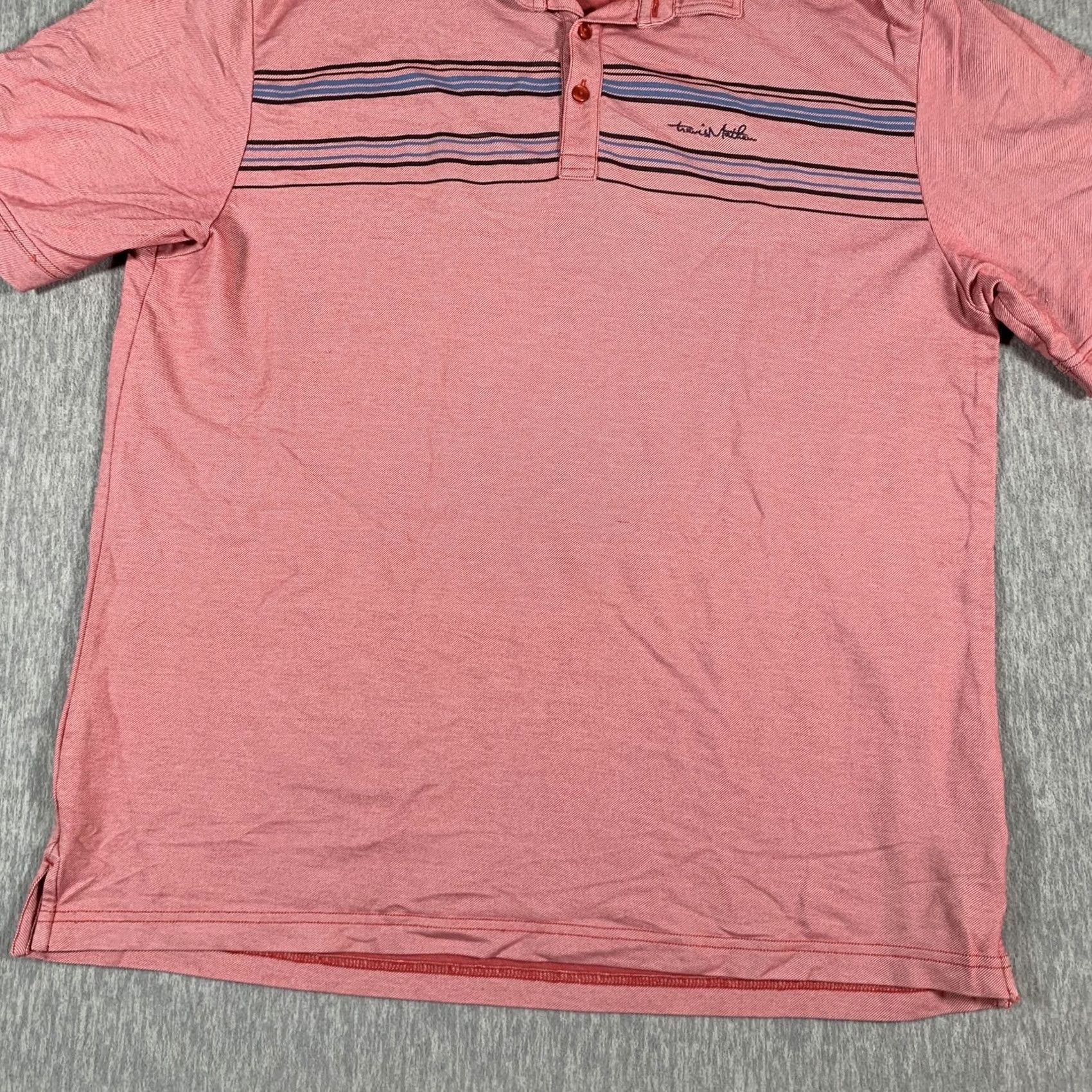 TravisMathew Travis Mathew Polo Shirt Mens XL Pink Stripe Pima Cotton Stretch Golf Size US XL / EU 56 / 4 - 3 Thumbnail