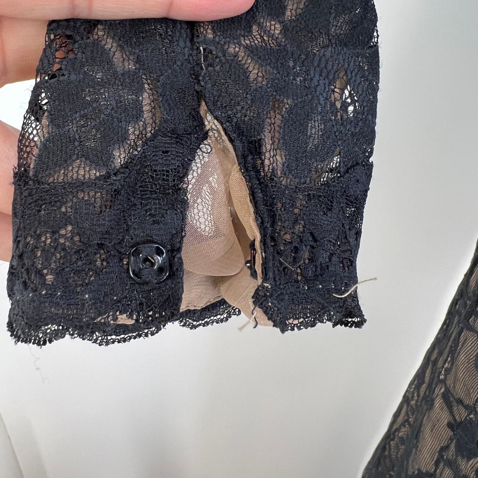 Other × Vintage Vintage Victor Costa for Nahdree Black Nylon Lace Maxi Dress Size M / US 6-8 / IT 42-44 - 5 Thumbnail