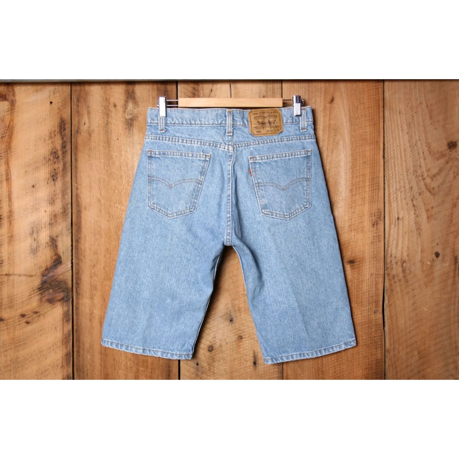 Levi's VINTAGE Levi's 505 Orange Tab Blue Denim 12" Inseam Jean Shorts Sz 32 Mens Size US 31 - 4 Thumbnail