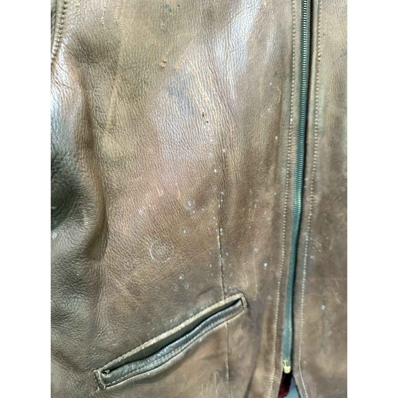 Vintage VINTAGE Uber Leather Jacket Men’s S Brown Zip 60s/60’s Leather Buckskin Style Jacket Mens S Size Brown Clothing Jacket Size US S / EU 44-46 / 1 - 6 Thumbnail