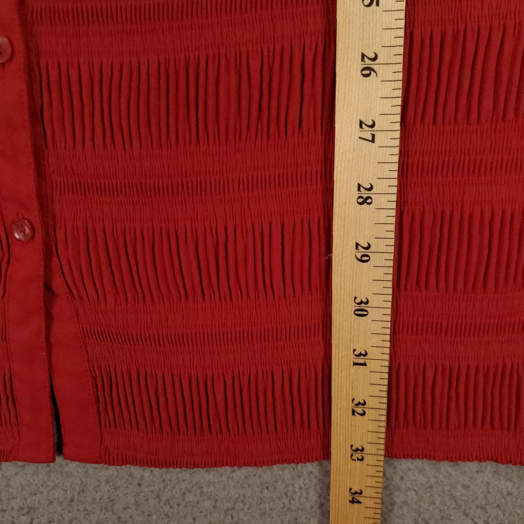 Vintage Maggie Barnes Top Women’s 32W Red Button Up Pleated Textured Tunic Blouse Size XXS / US 00 / IT 34 - 4 Thumbnail