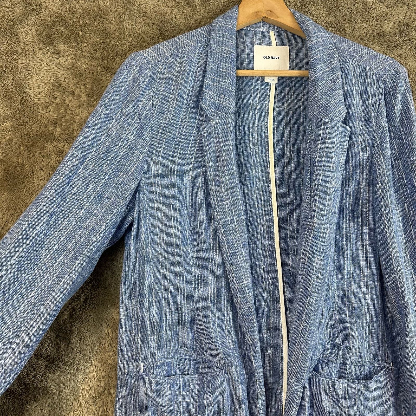 Old Navy Old Navy Linen Blazer Open Jacket Chambray Stripe S Size US S / EU 44-46 / 1 - 3 Thumbnail