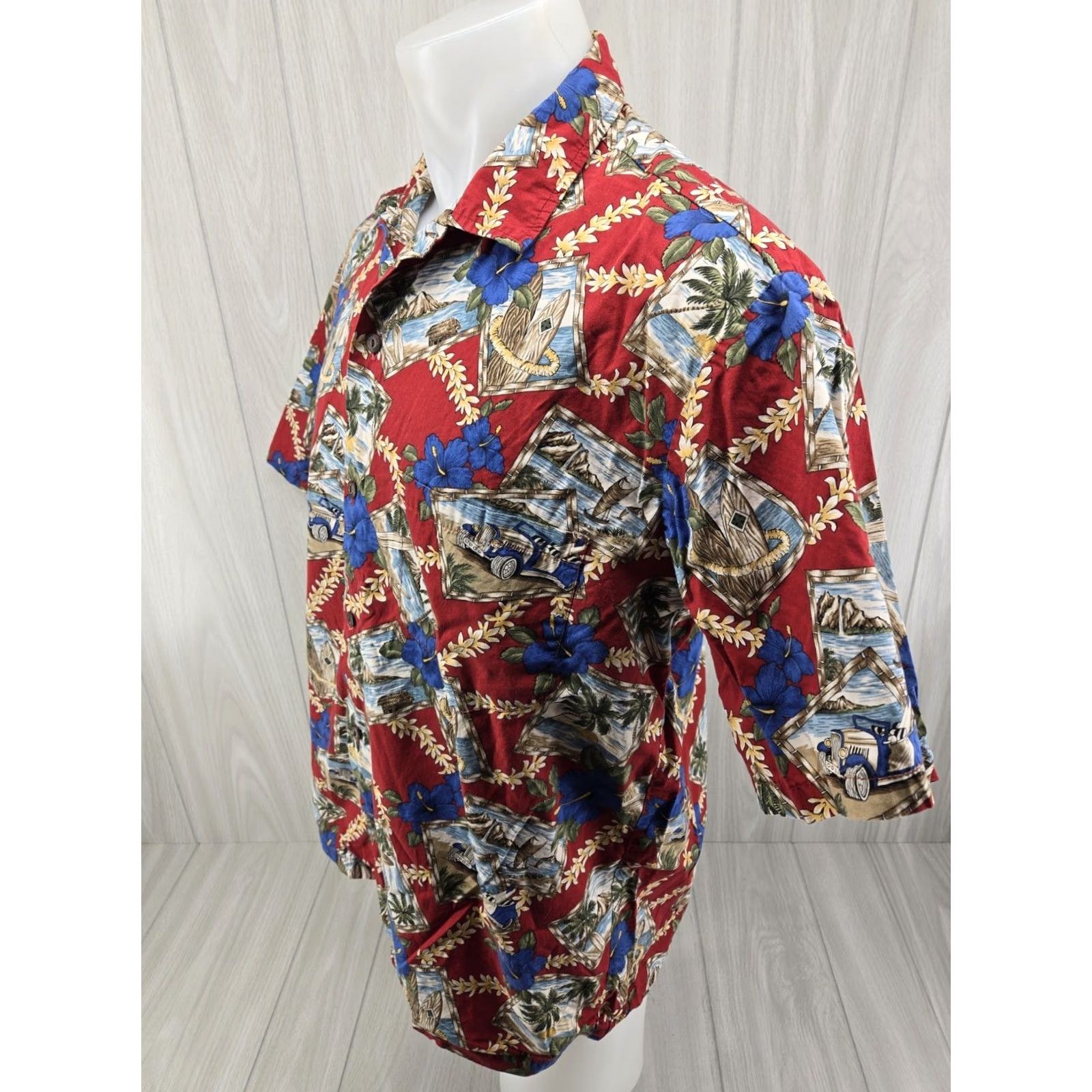 Vintage VINTAGE Winnie Fashion Mens Red Hawaiian Shirt Size Large Floral 90s Vintage Hawaiian Shirt Mens Red Size US L / EU 52-54 / 3 - 3 Thumbnail