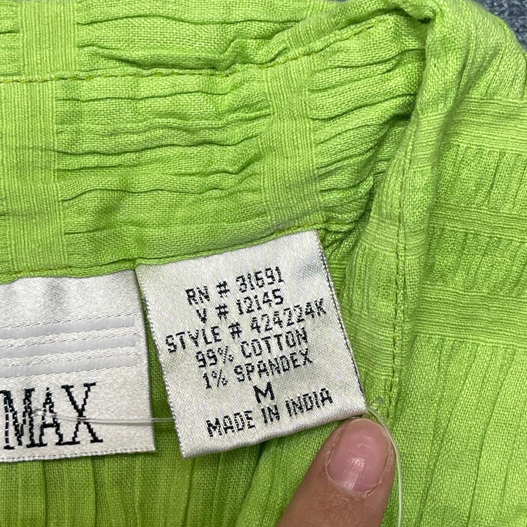 Vintage Casey & Max Top Womens Medium Neon Green Cotton Stretch Sleeveless Button Up Size M / US 6-8 / IT 42-44 - 7 Thumbnail