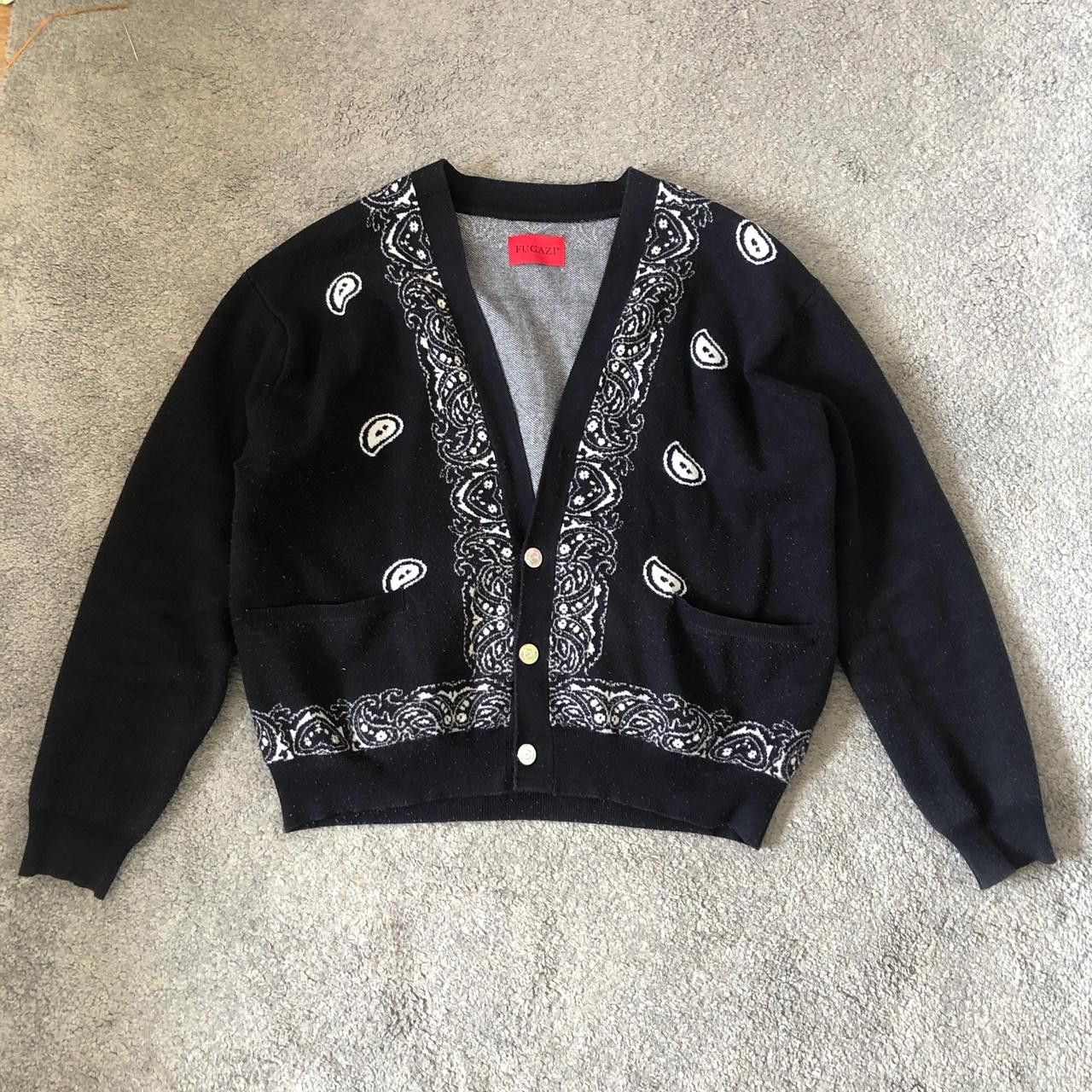Fugazi Fugazi Black Bandana Print Cardigan Size US M / EU 48-50 / 2 - 1 Thumbnail