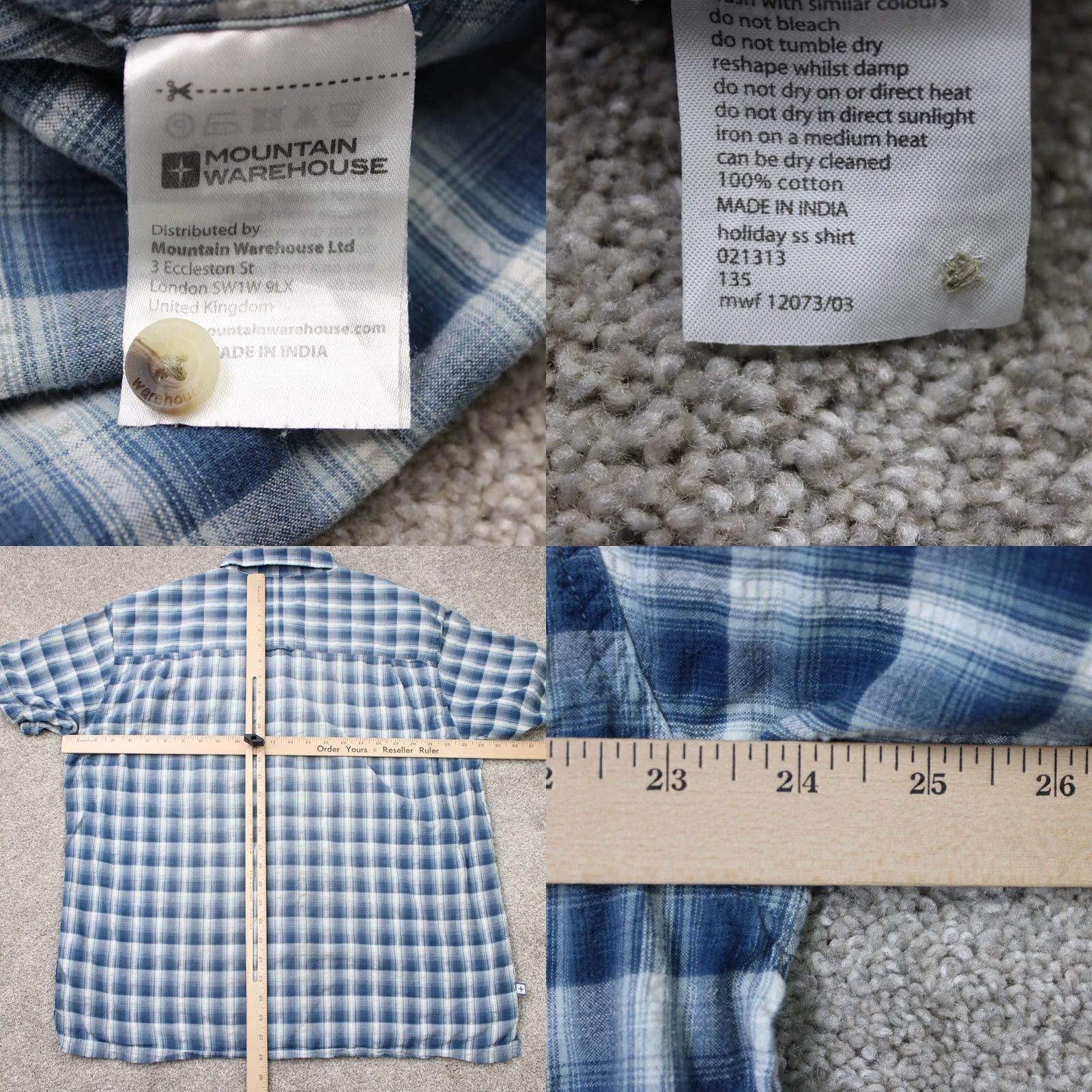 Vintage Mountain Warehouse Shirt Men 2XL Blue Plaid Short Sleeve Cotton Button-Up Shirt Mens Regular Fit Adult 2XL Blue 90s Theme Size US XXL / EU 58 / 5 - 8 Thumbnail