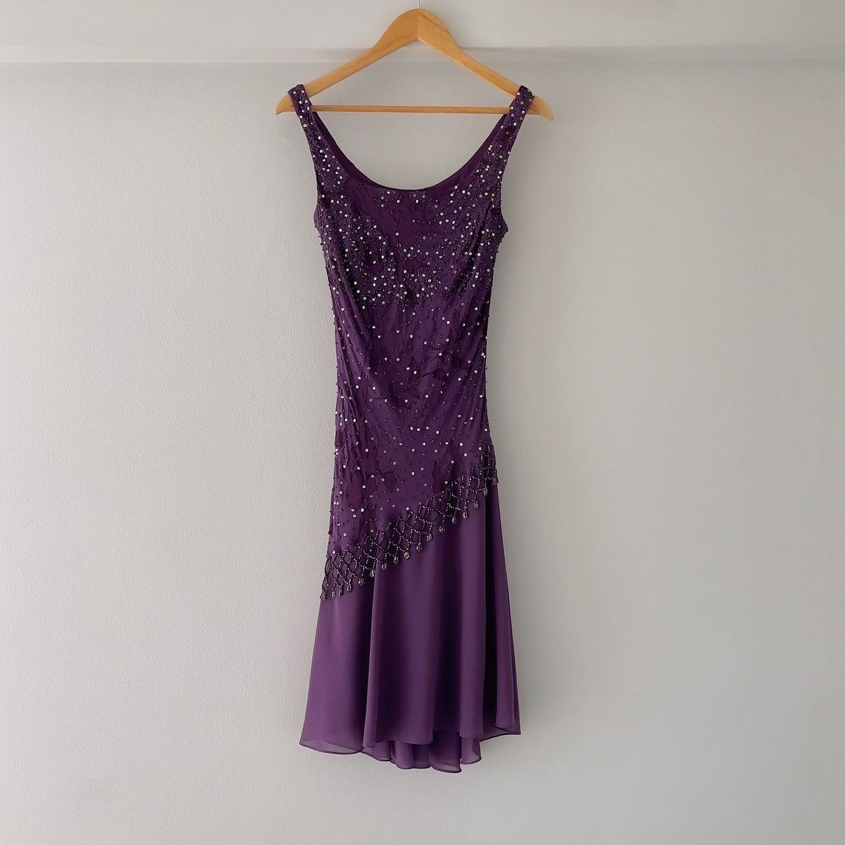 Alex Evenings Vintage Purple Silk Burnout & Chiffon Beaded Dress (S–M) Size M / US 6-8 / IT 42-44 - 8 Thumbnail