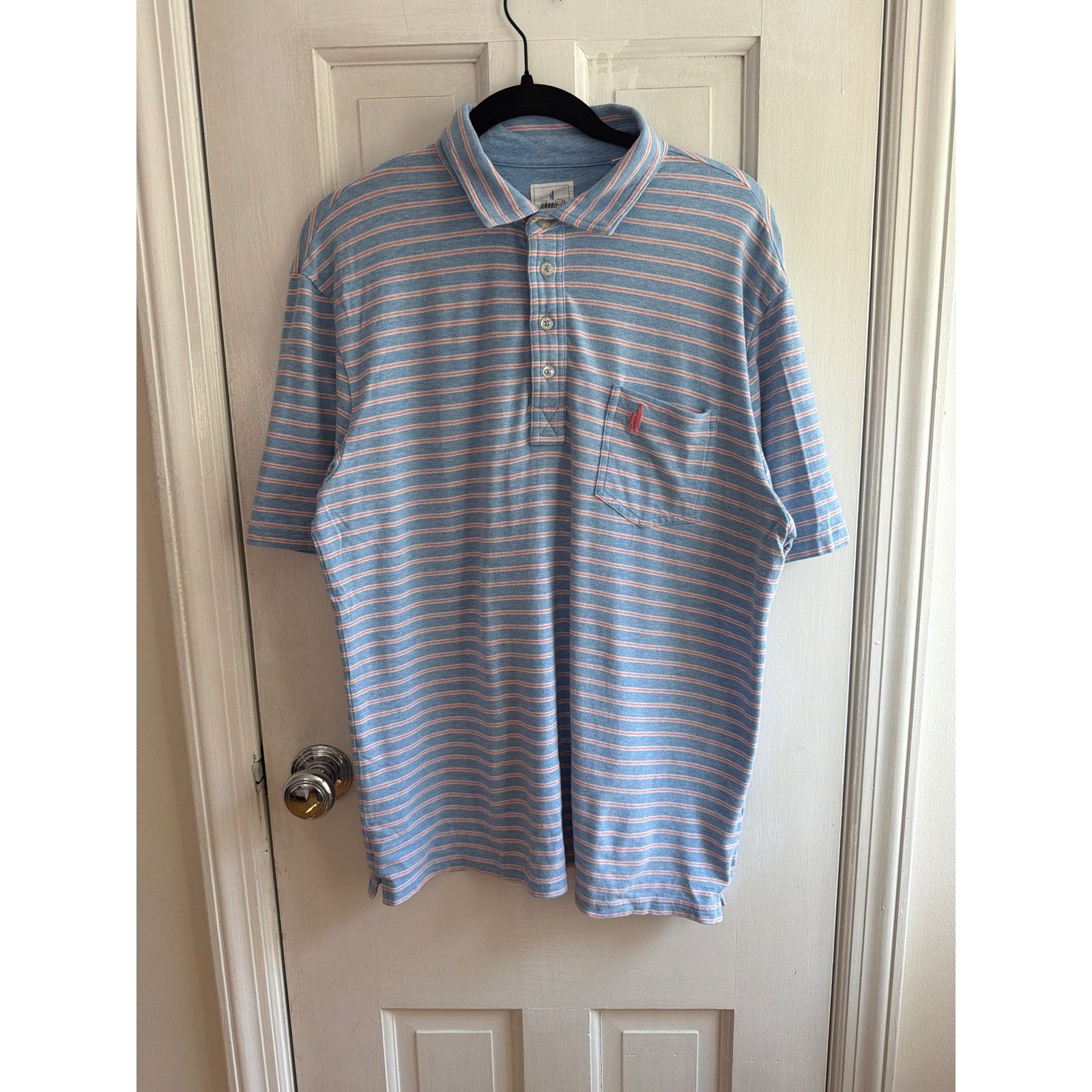 johnnie-O Johnnie-O Blue Pink Striped Polo Shirt Pink Surfer Large Size US L / EU 52-54 / 3 - 1 Thumbnail