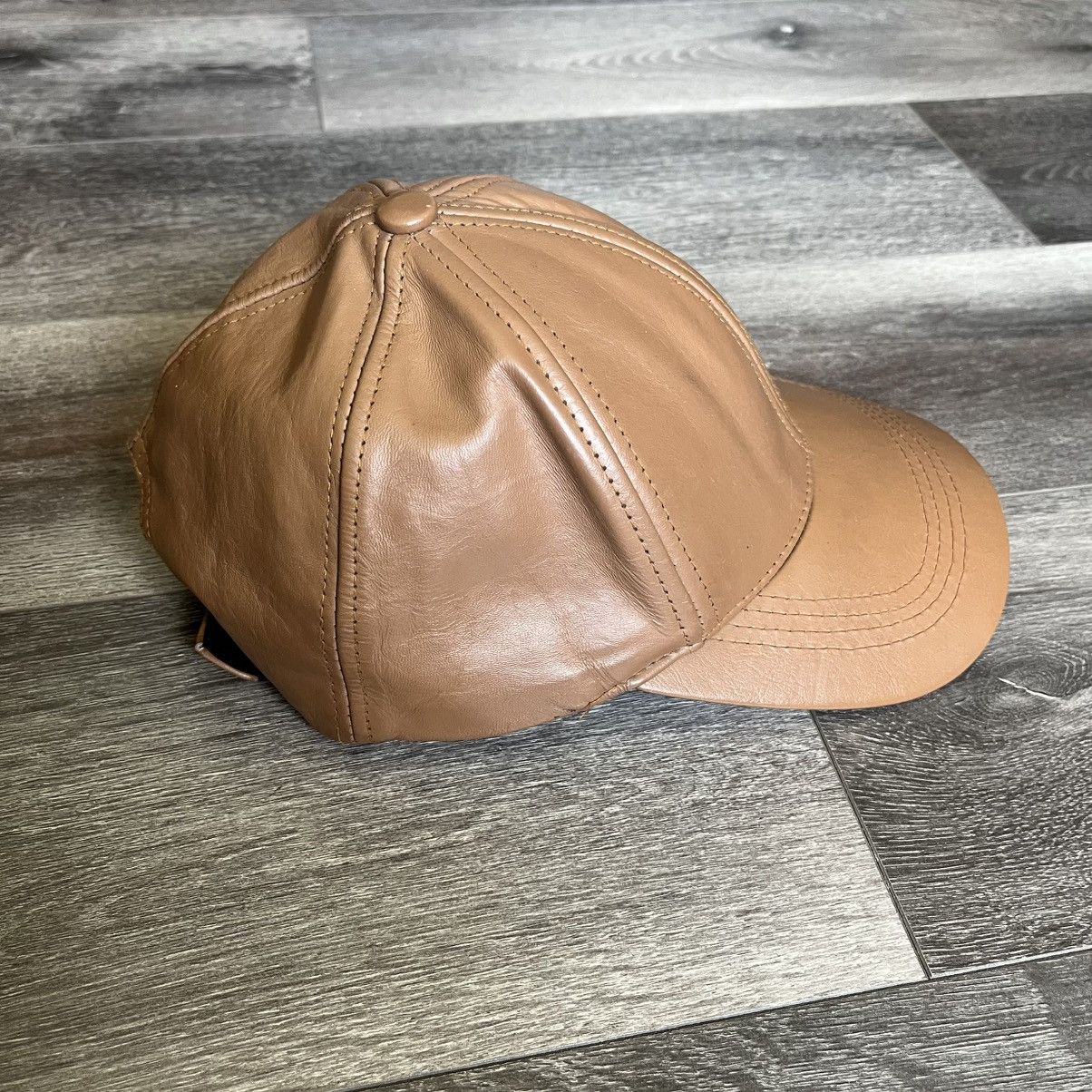 Genuine Leather Vintage 90s Genuine Leather Light Brown Tan Baseball Cap Hat Size ONE SIZE - 3 Thumbnail