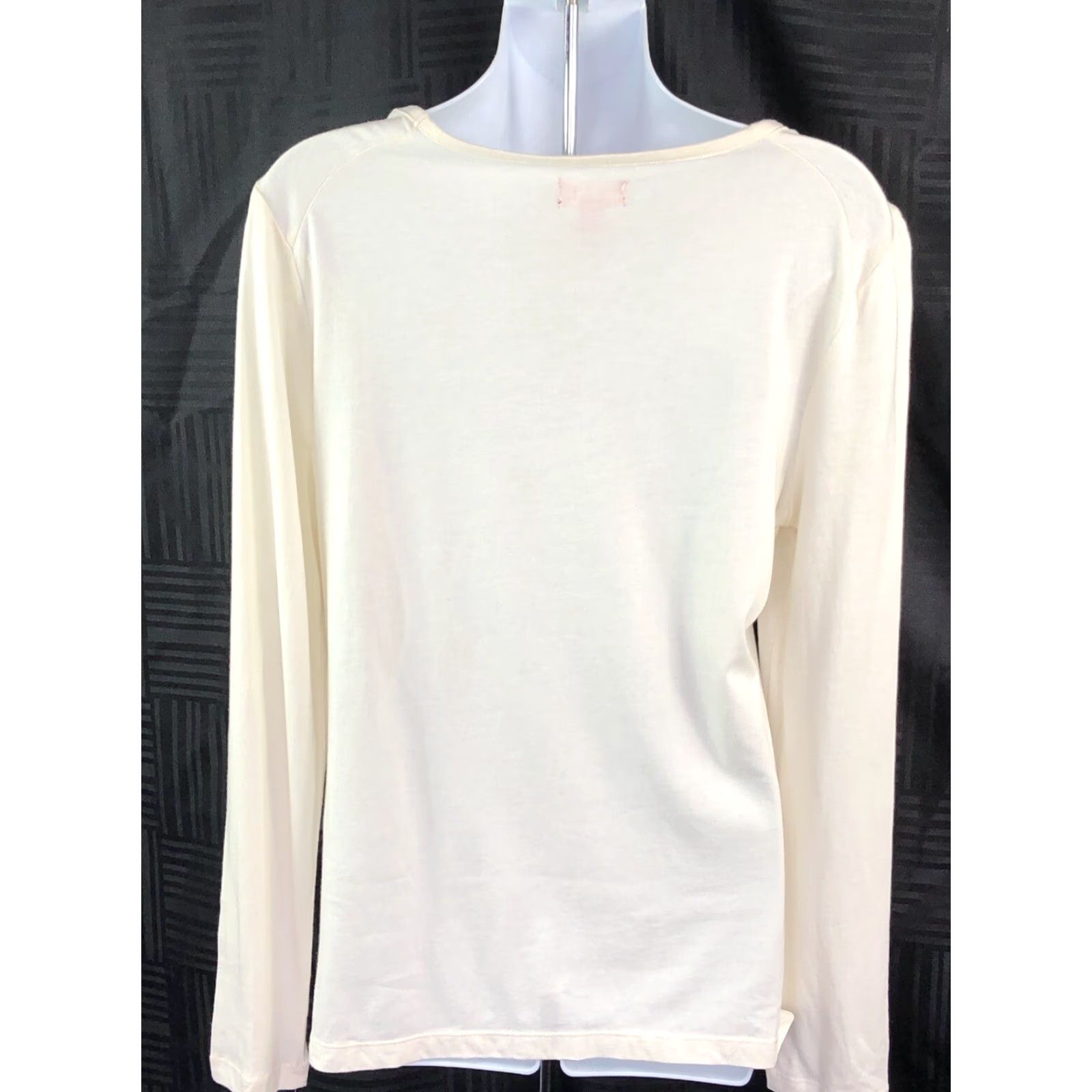 Vintage NWT Elle top blouse L ivory ruched scoop neck long sleeves Jersey Modal Size L / US 10 / IT 46 - 3 Thumbnail