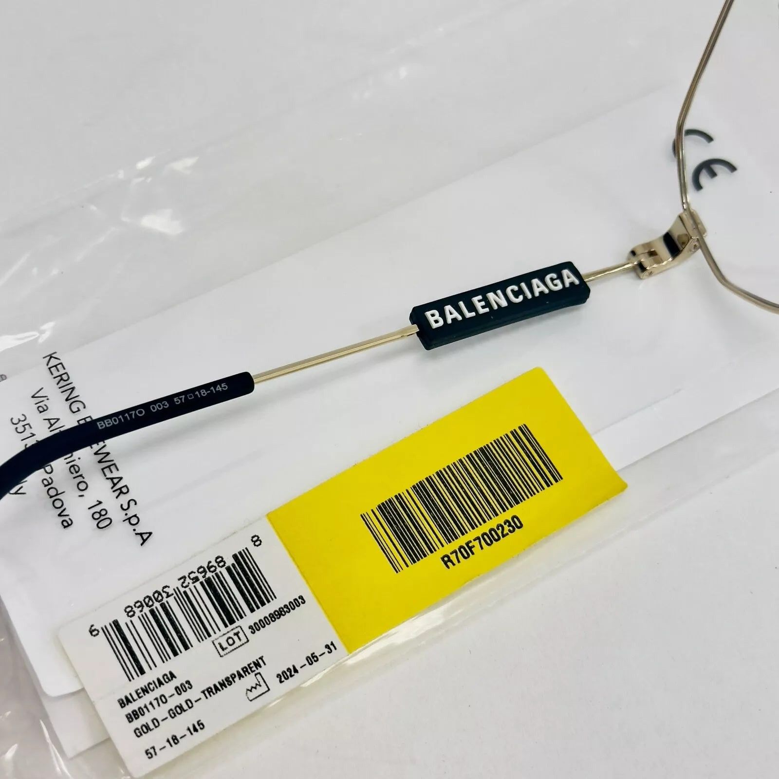 Balenciaga BALENCIAGA TAG 0117 Gold Black Unisex Eyeglass GG0117O 003 Size ONE SIZE - 2 Thumbnail