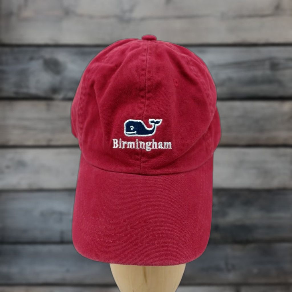 Vineyard Vines Vineyard Vines Distressed RED Strap Back Hat Cap Whale Birmingham Baseball Cap Men Adjustable Cotton Cap Size ONE SIZE - 1 Thumbnail