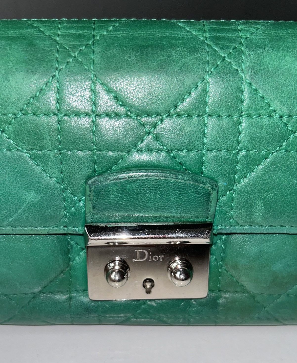 Dior Christian Dior Miss Dior Green Quilted Leather Wallet Size ONE SIZE - 2 Thumbnail
